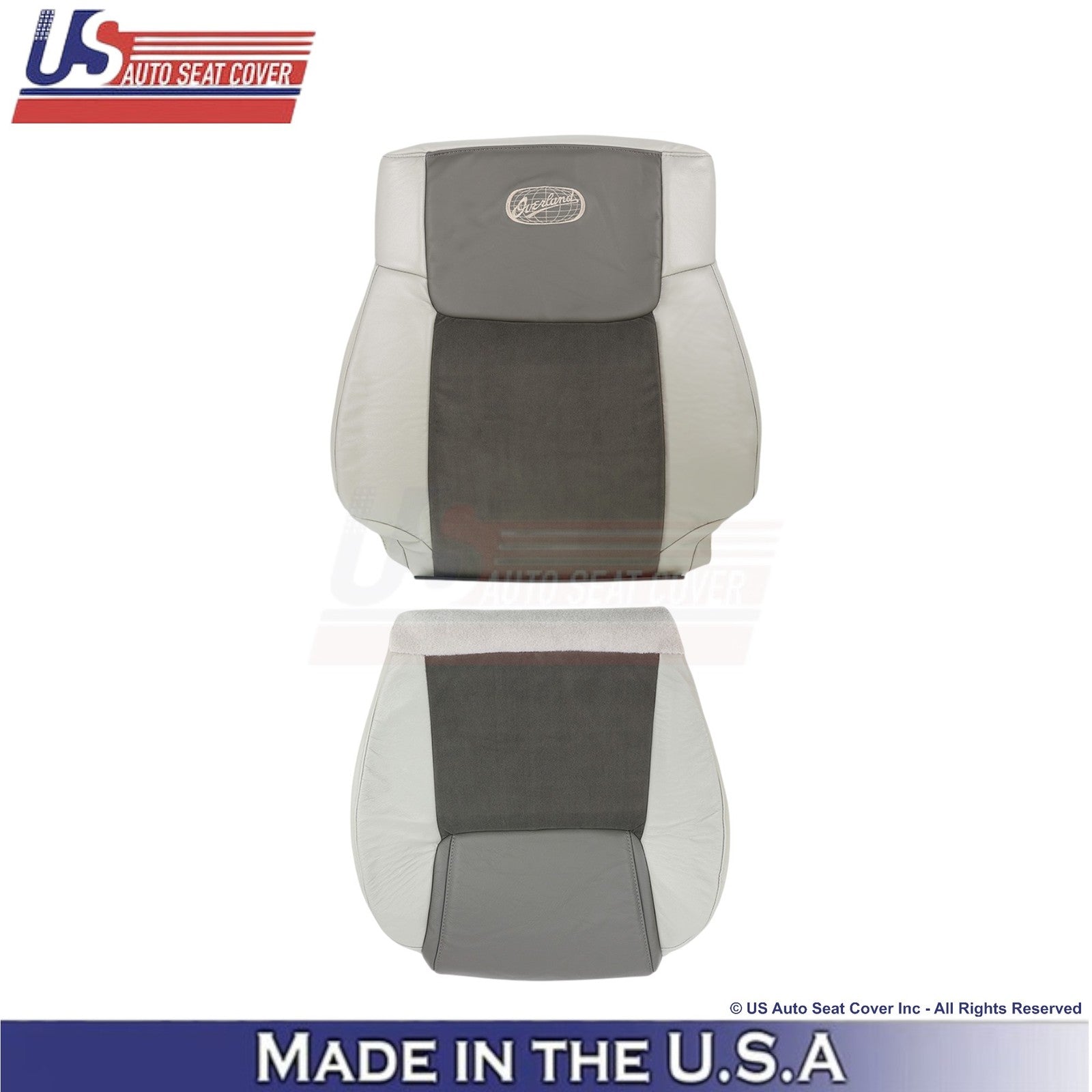 2006-2010 Fits Jeep Commander Leather & Suede Driver Seat Covers 2-Tone Gray