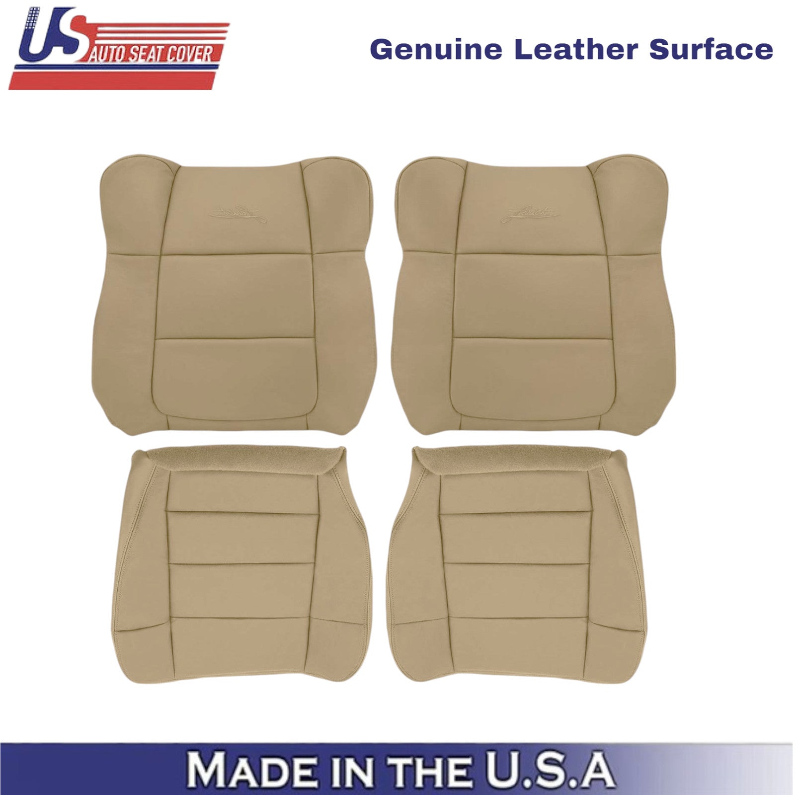 2001 to 2003 for Ford F150 Lariat leather Front Seat Covers Parchment Tan