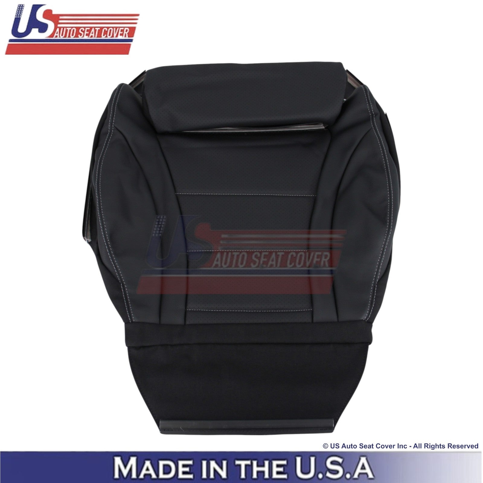 16-21 For Mercedes Benz GLC Class Leather Passenger Covers Black - White Stitch