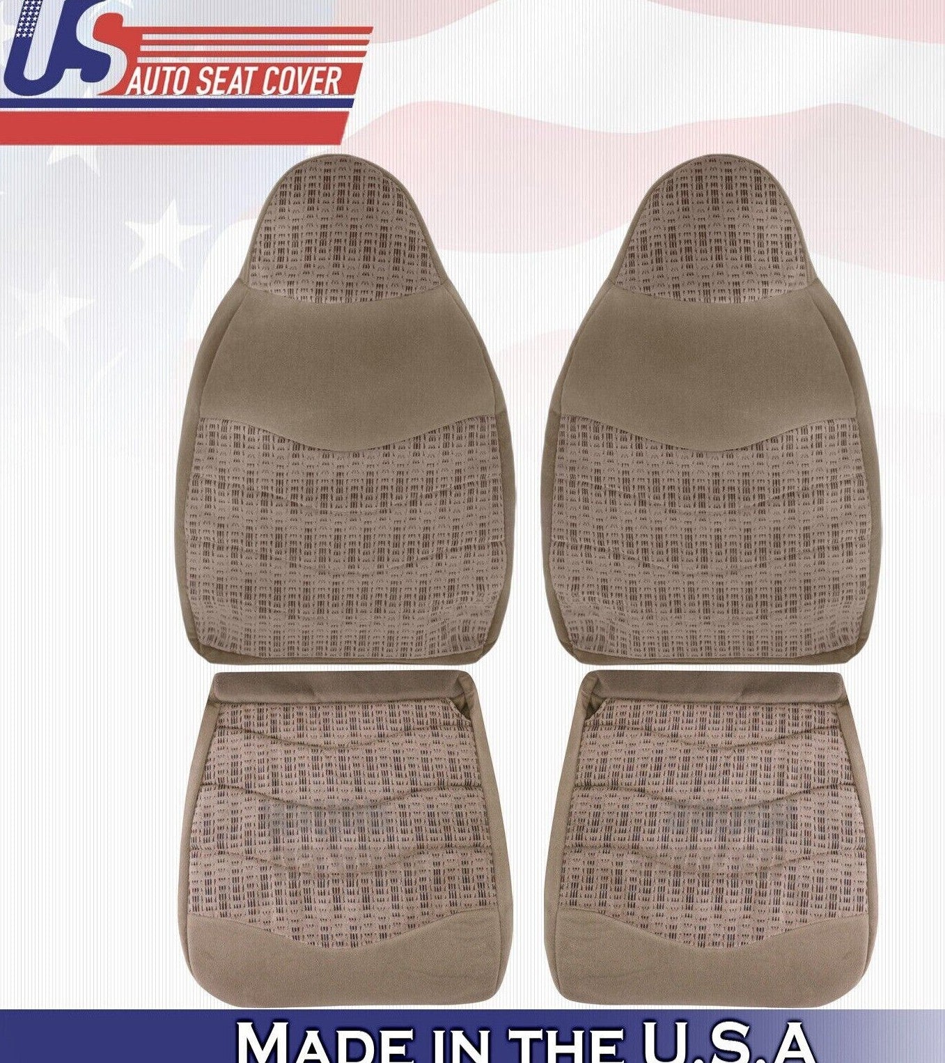 1999 For Ford F250 F350 F450 F550 XLT 2x Top & 2x Bottom Cloth Seat Covers Tan