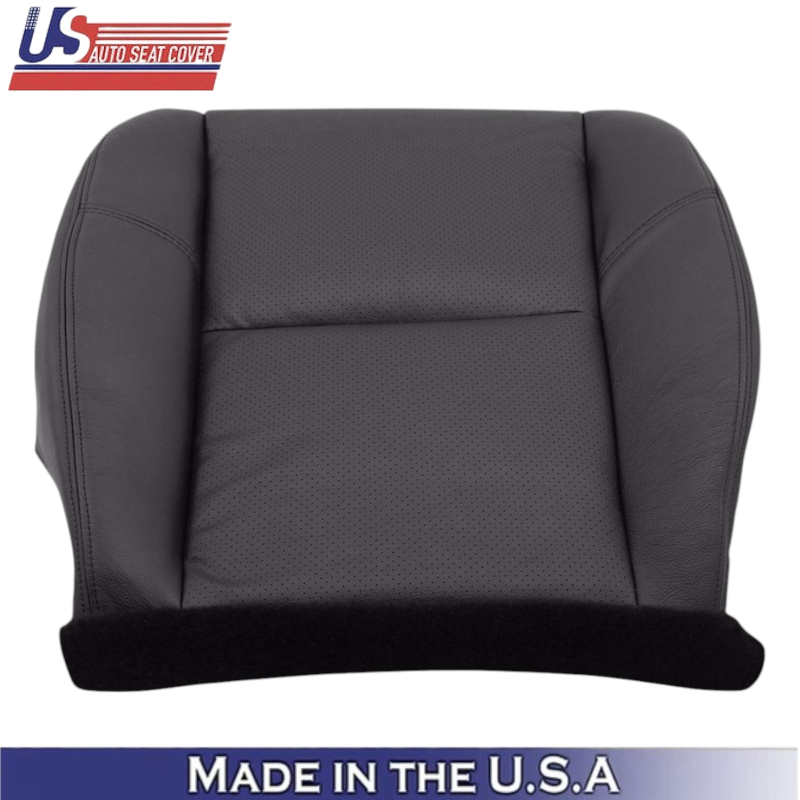 2009-2014 For GMC Sierra Denali Genuine Leather Driver Bottom Seat Cover Ebony