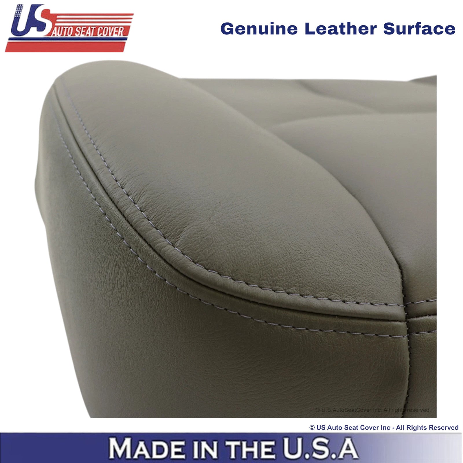 2003-2007 For GMC Sierra Genuine Leather Driver Bottom Seat Cover Pewter Gray
