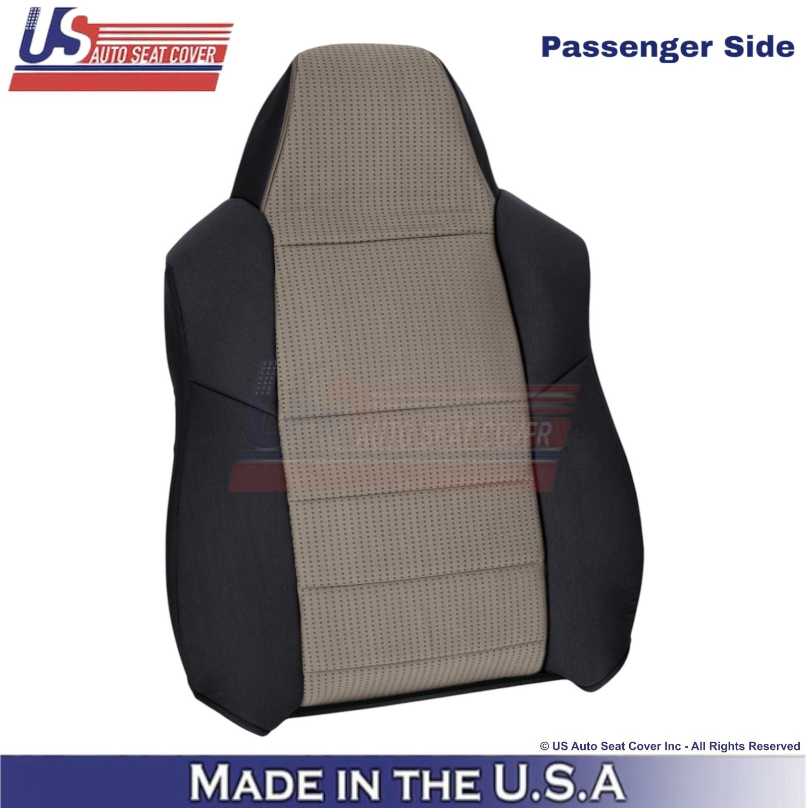 2008-2010 Fits Ford F-250 XLT Cloth Passenger Top Seat Cover 2-Tone Black & Gray