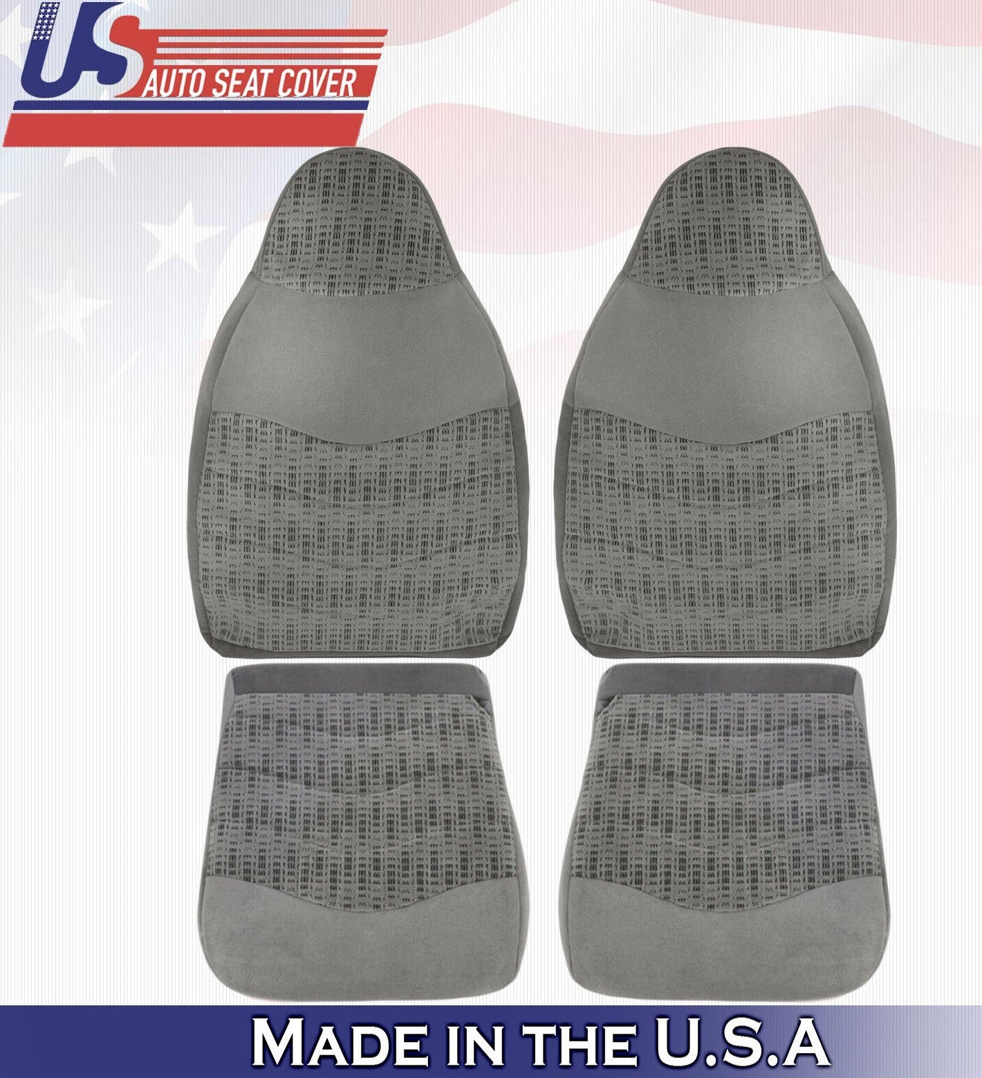 1999 For Ford F250 F350 F450 F550 XLT 2x Top & 2x Bottom Cloth Seat Covers Gray