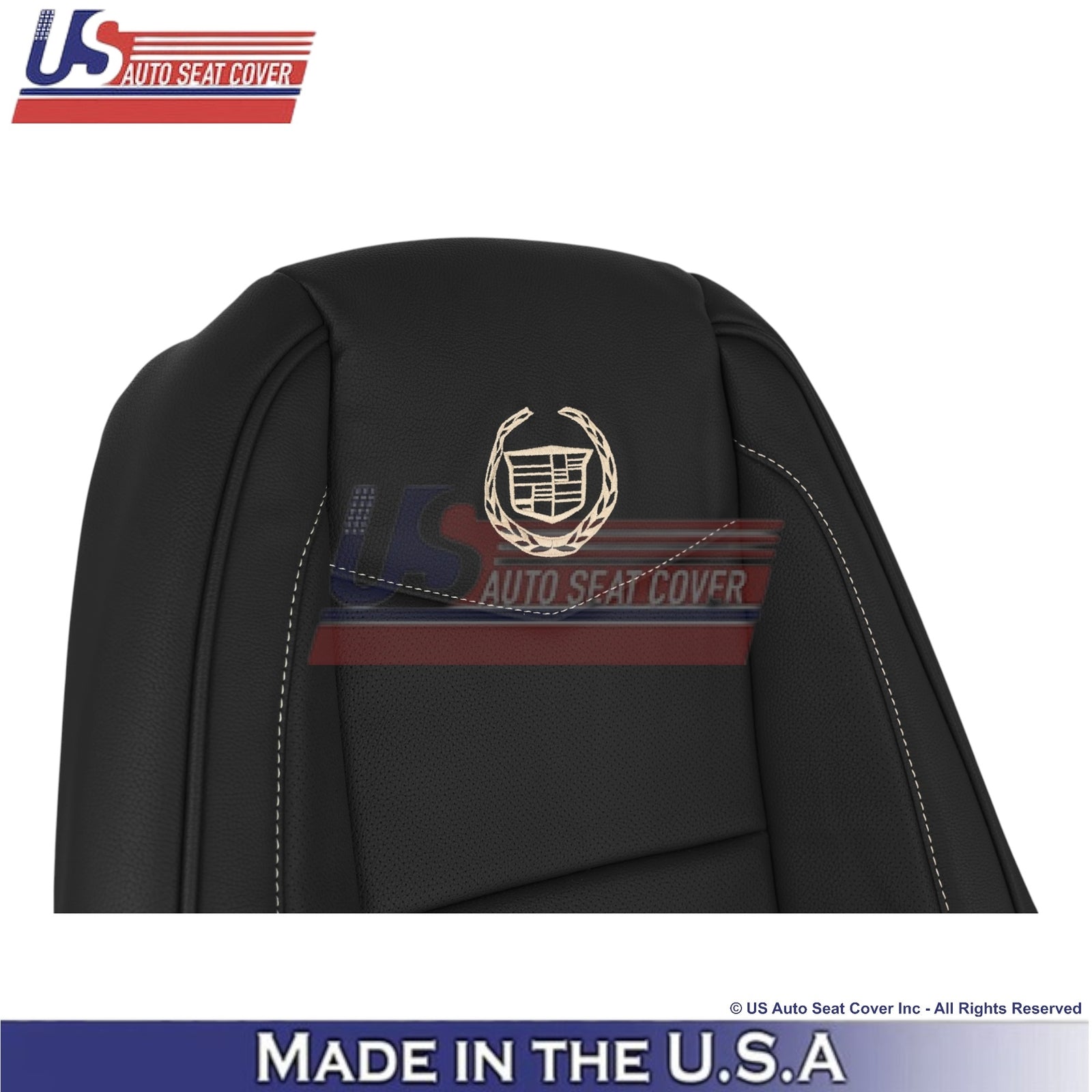 2007-2014 For Cadillac Escalade Platinum Leather Front Seat Covers Ebony Black