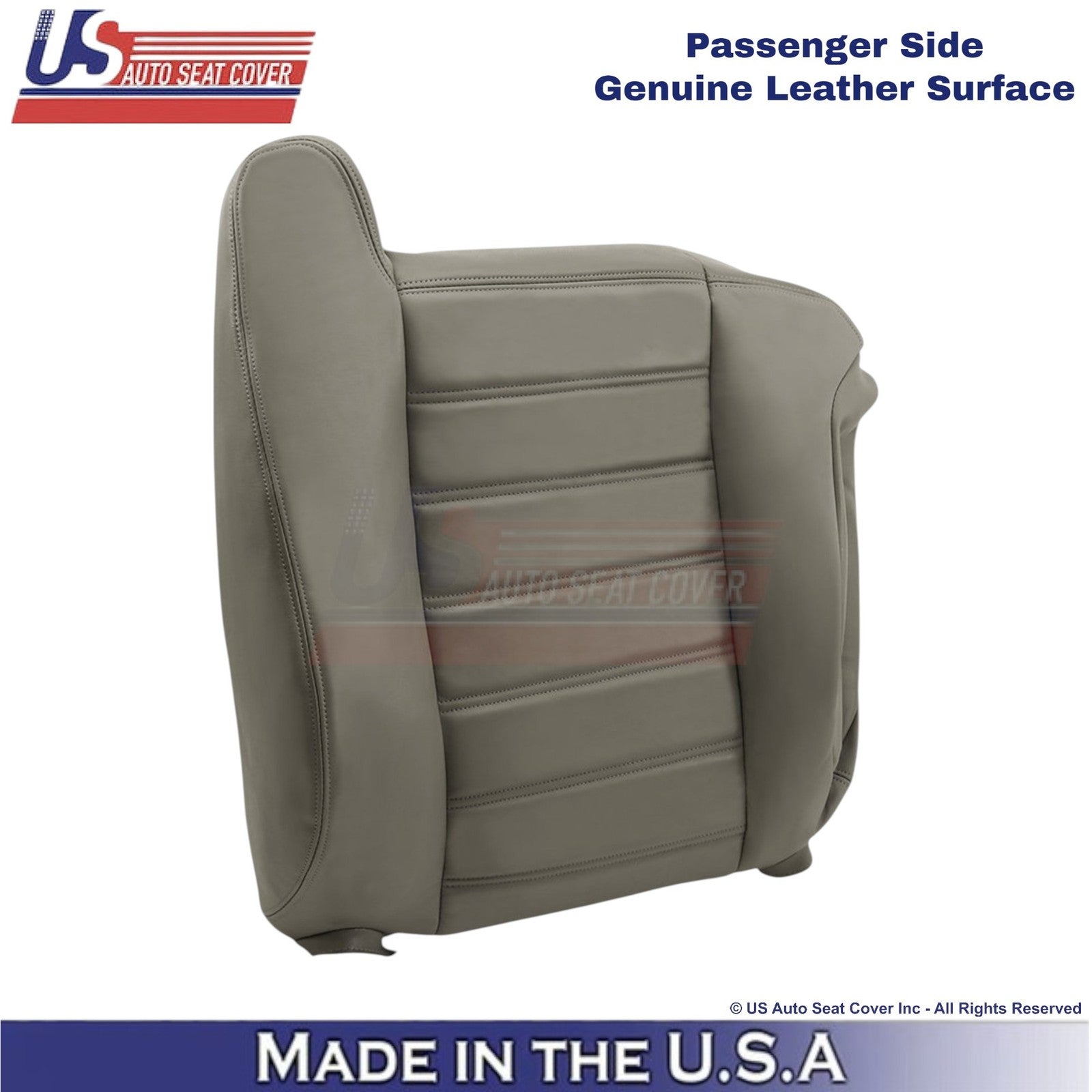 2003-2007 For Hummer H2 Genuine Leather Passenger Top Seat Cover Wheat Gray