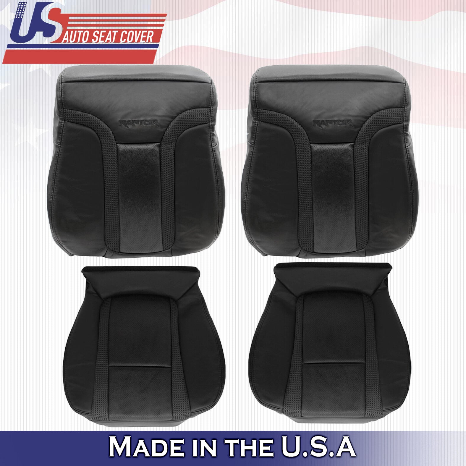 Driver Passenger Charcoal Black Leather Seat Covers 2010 - 2014 Ford F150 Raptor