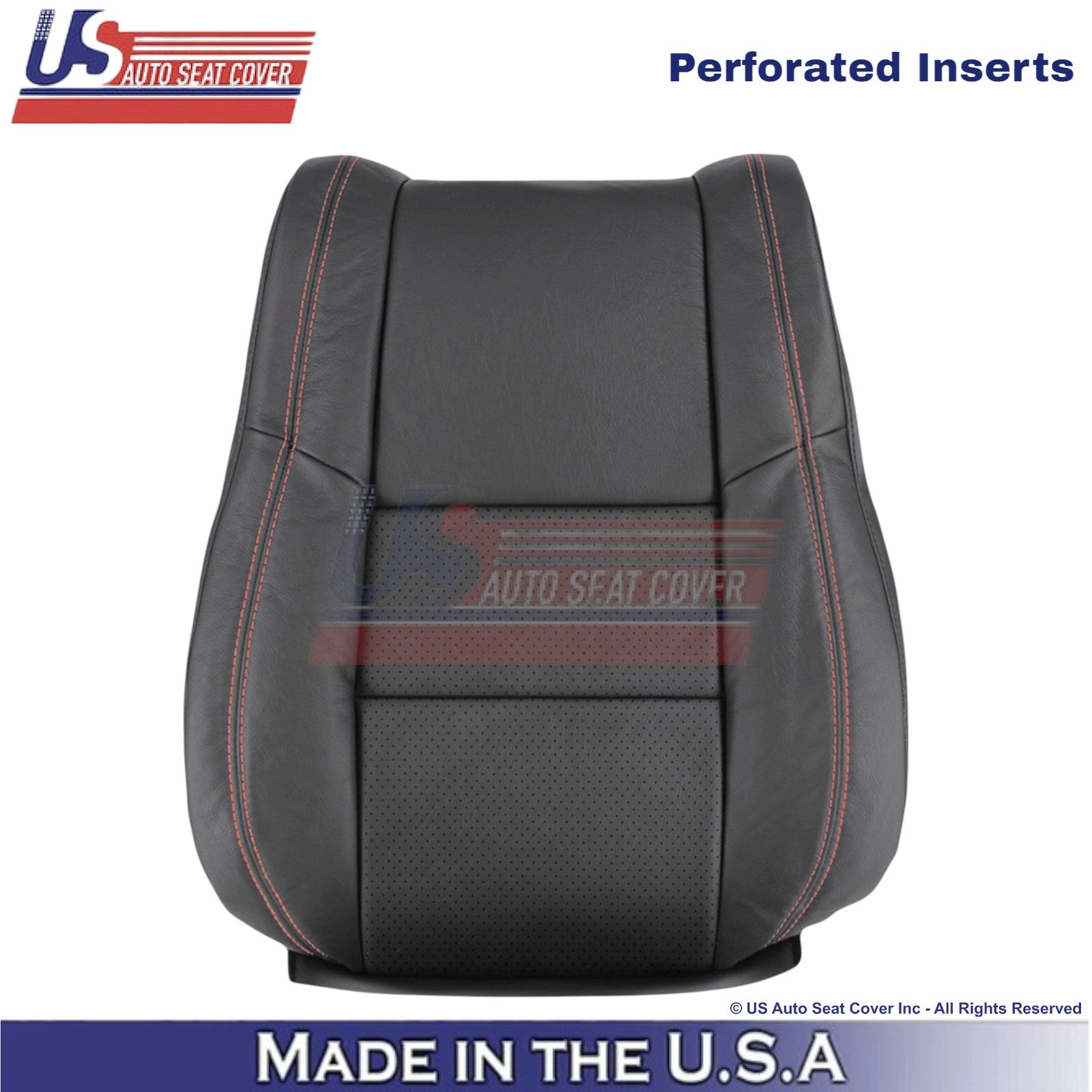 2011-2025 For Dodge Durango Genuine Leather Passenger Top Cover Black-Red Stitch