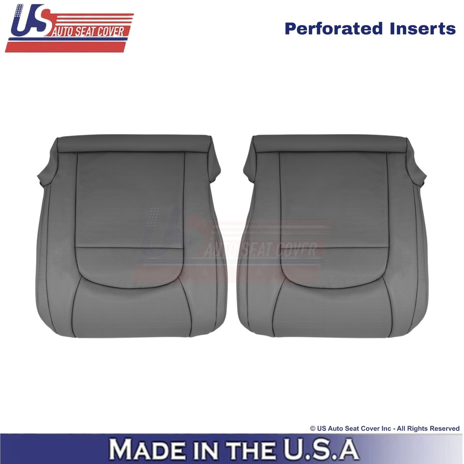 2008-2021 For Toyota Land Cruiser Leatherette Perf. Front Bottom Covers Dk. Gray