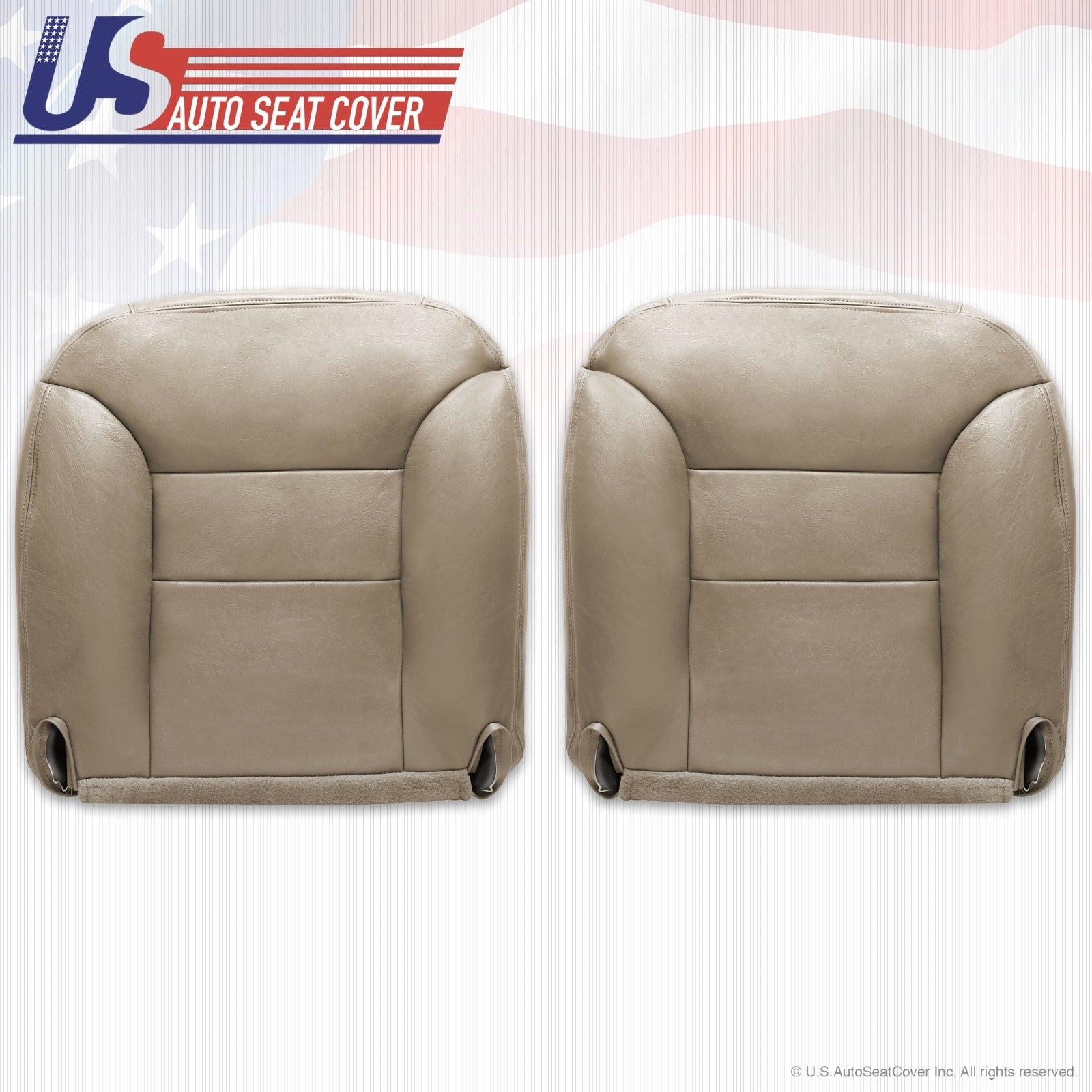1995 to 1999 Chevy Suburban Driver & Passenger Leather Bottom Seat Covers Tan