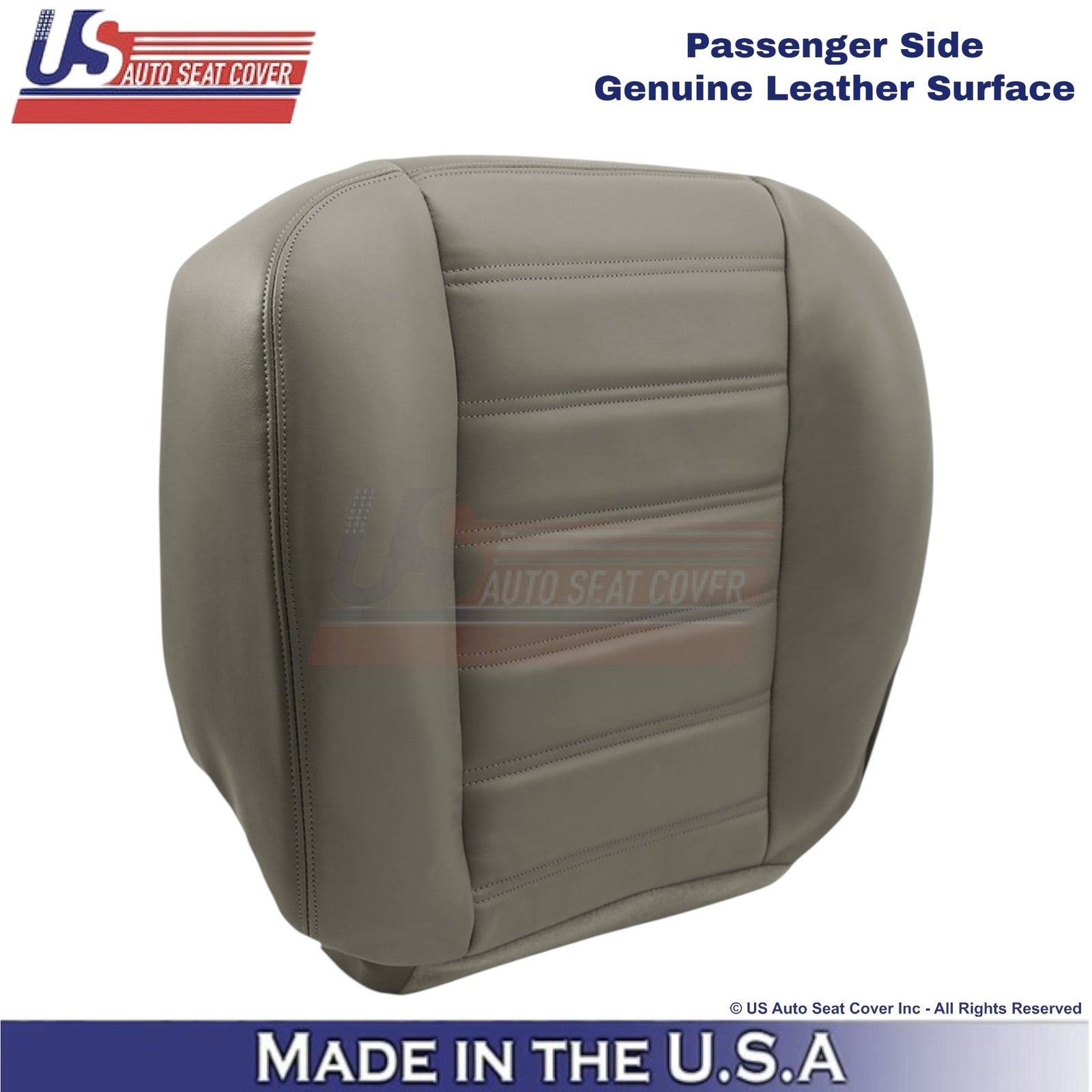 2003-2007 For Hummer H2 Genuine Leather Passenger Bottom Seat Cover Wheat Gray