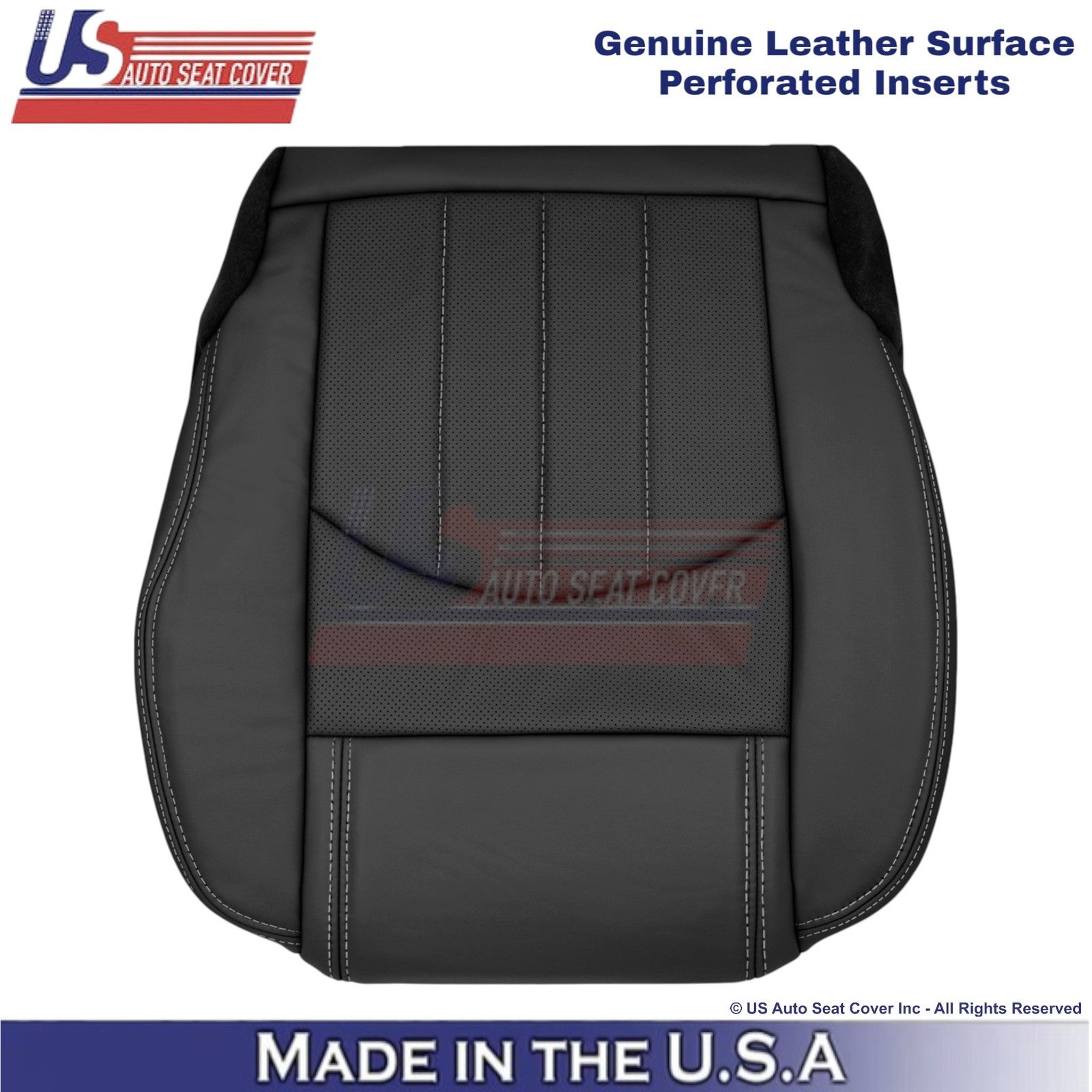 2013-2017 Fits Chevy Traverse Genuine Leather Perforated Front Seat Covers Ebony