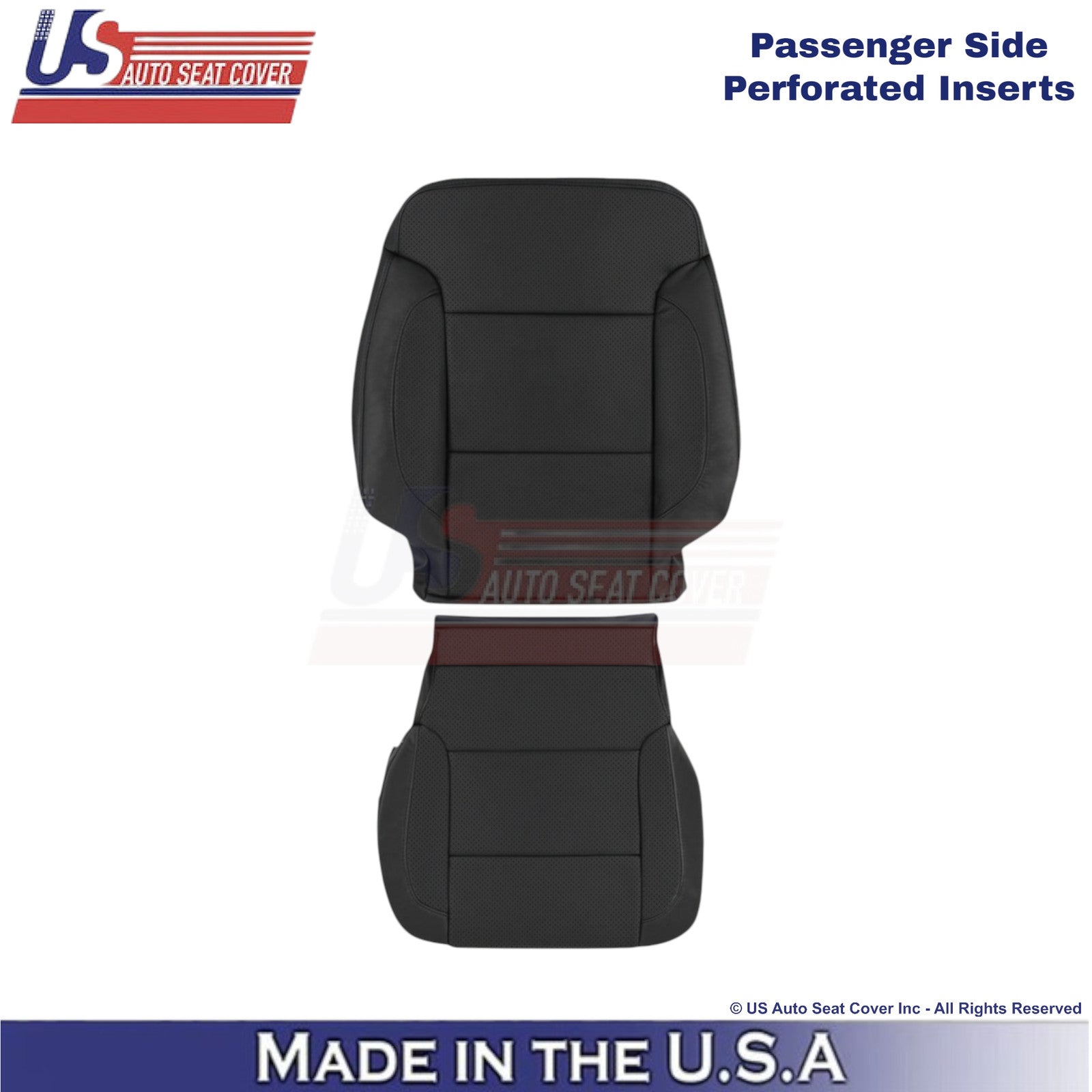 2014-2019 For Chevy Silverado 1500 LT Leatherette Perf Passenger Covers Black