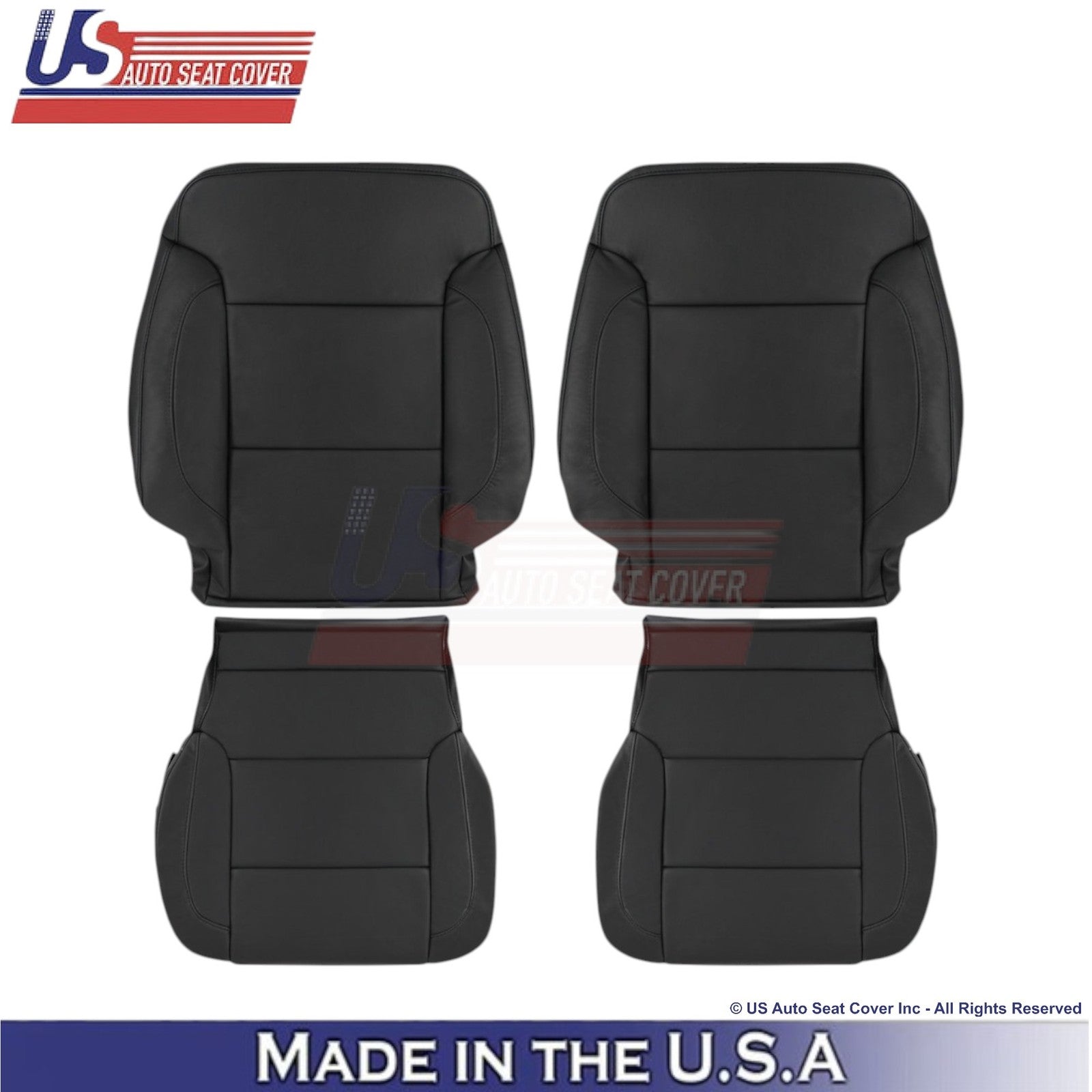 2015-2020 Fits Chevy Tahoe Leatherette Front Replacement Seat Covers Jet Black