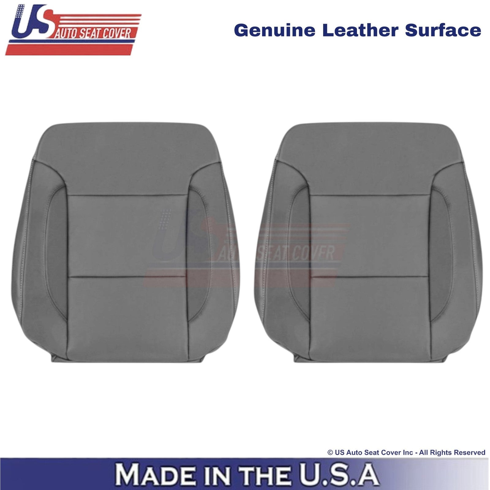 2014-2019 For Chevy Silverado 1500 LT Genuine Leather Front Top Seat Covers Gray