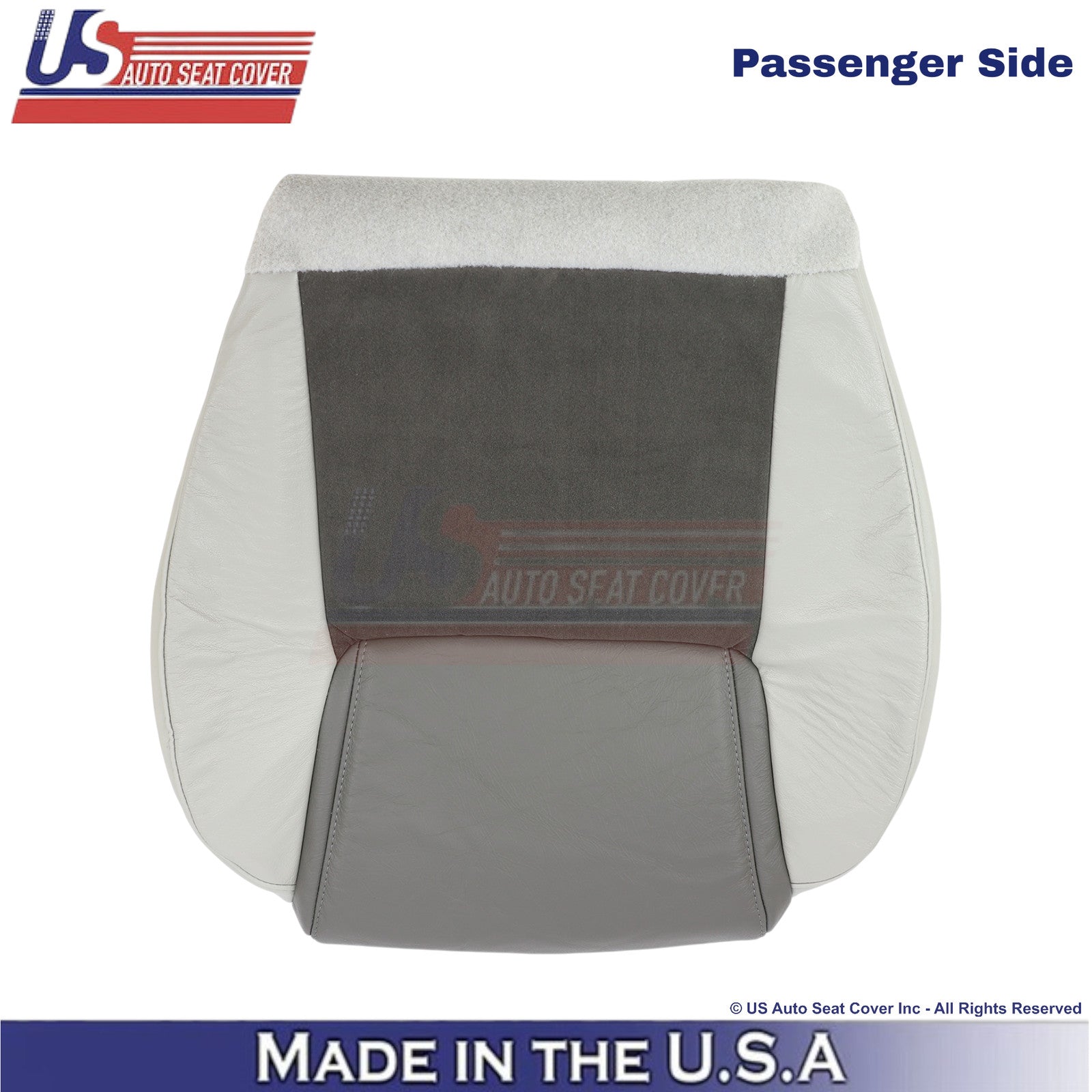 2006-2010 Fits Jeep Commander Leather & Suede Passenger Bottom Cover 2-Tone Gray