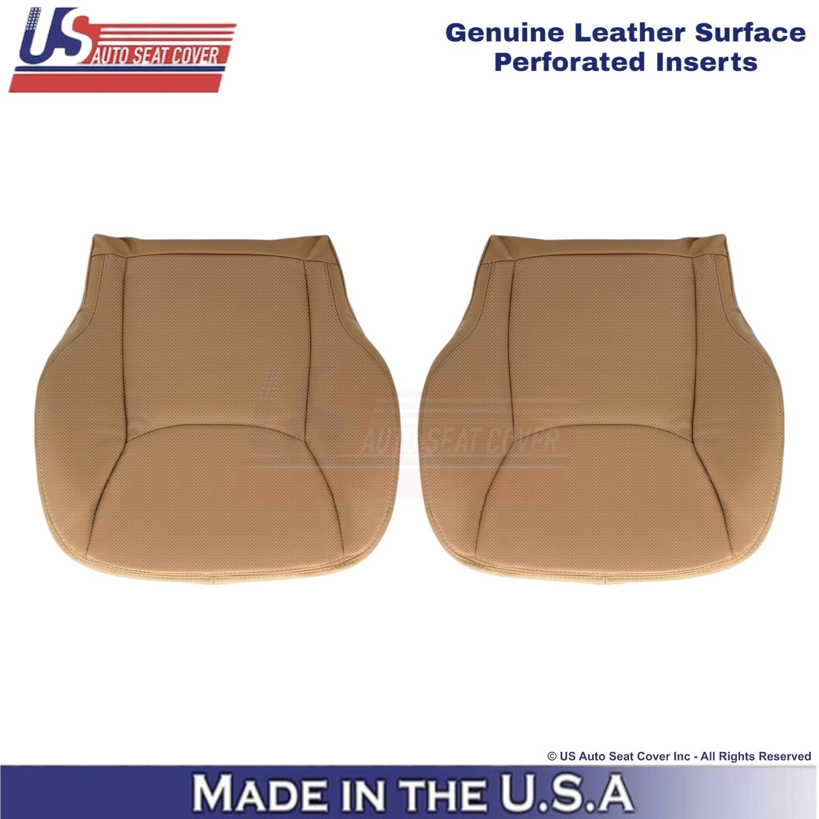 2000-2002 Fits Mercedes-Benz S Genuine Leather Perf. Front Bottom Covers Saffron