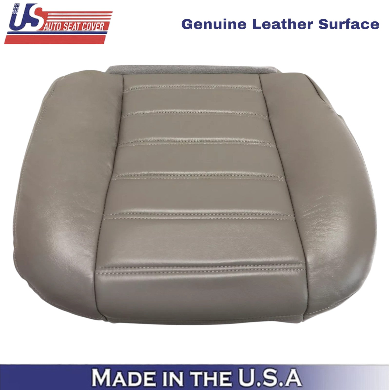 2003-2007 For Hummer H2 Genuine Leather Driver Bottom Seat Cover Wheat Gray