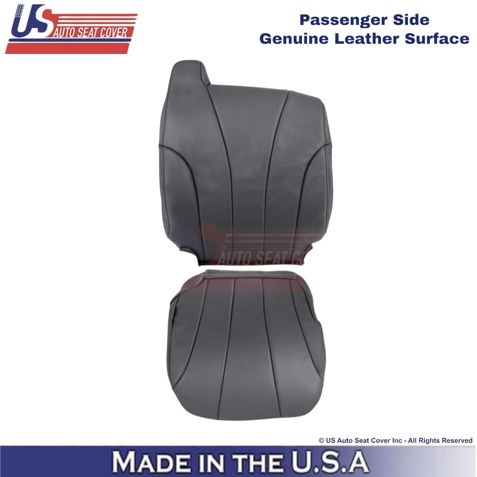 1999-2002 For Chevy Silverado W/T Genuine Leather Passenger Side Covers Dk. Gray