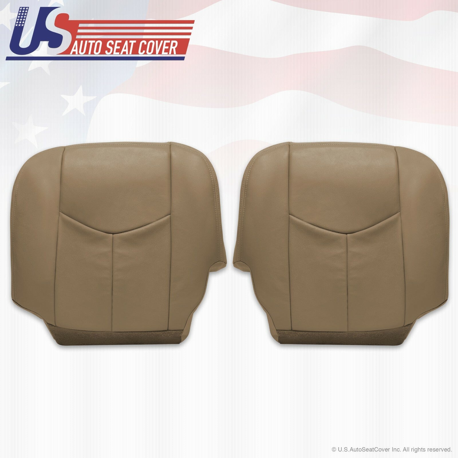 2003 2004 2005 2006 GMC Sierra Driver & Passenger Bottom Leather Seat Covers Tan