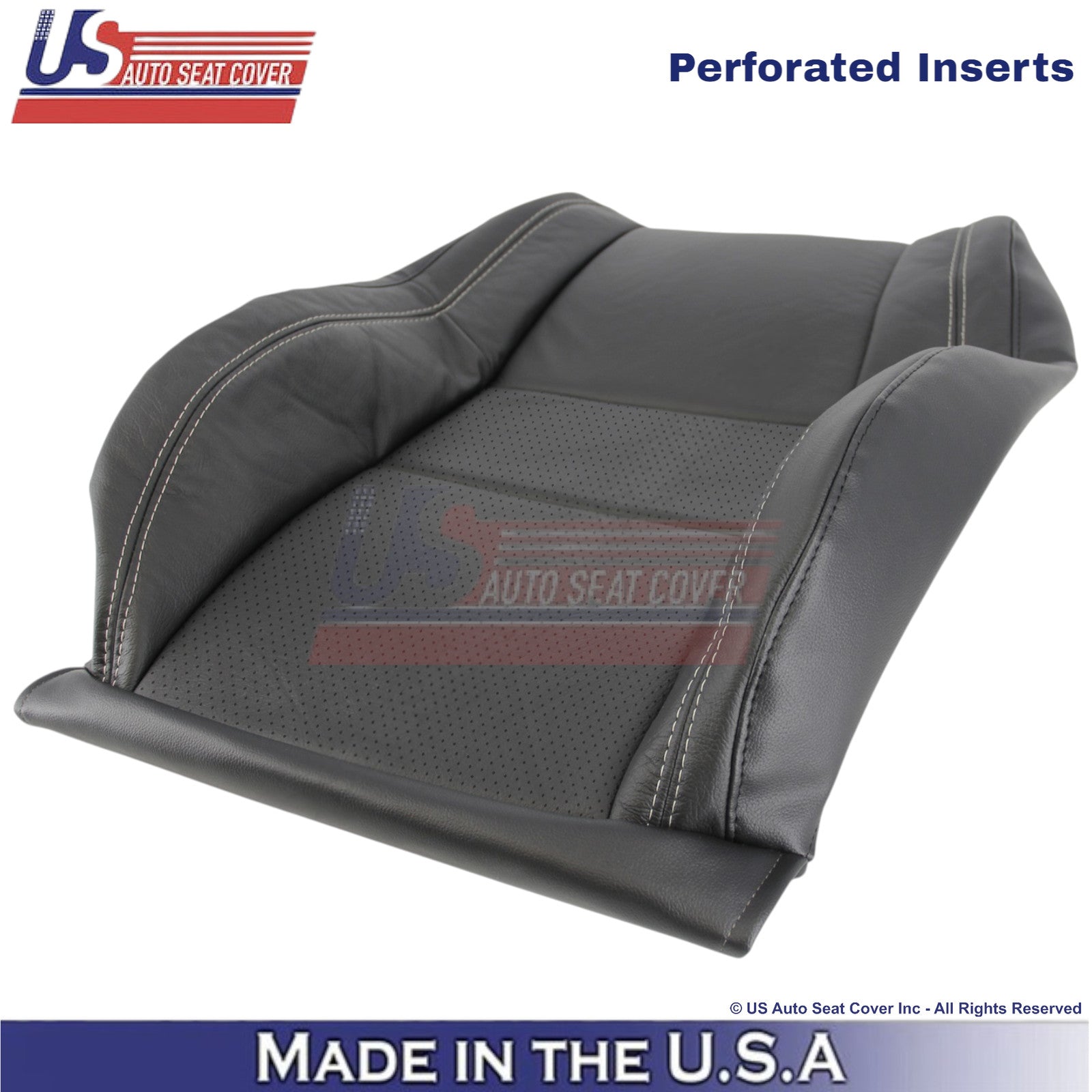 2011-2025 For Dodge Durango Genuine Leather Passenger Covers Black-White Stitch