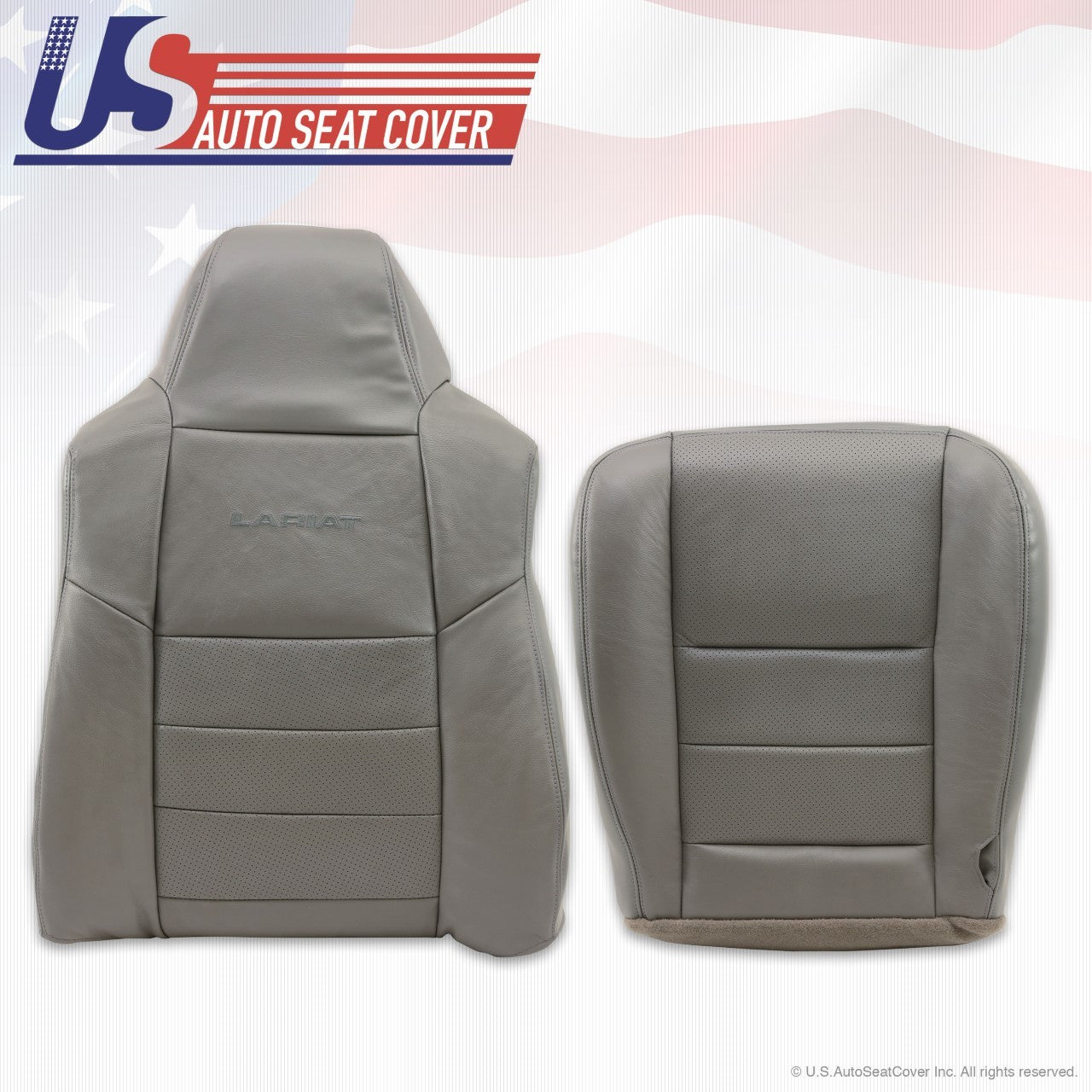 2002 to 2007 Fits Ford F-250 Driver Bottom & Top Perf Leather Seat Covers Gray