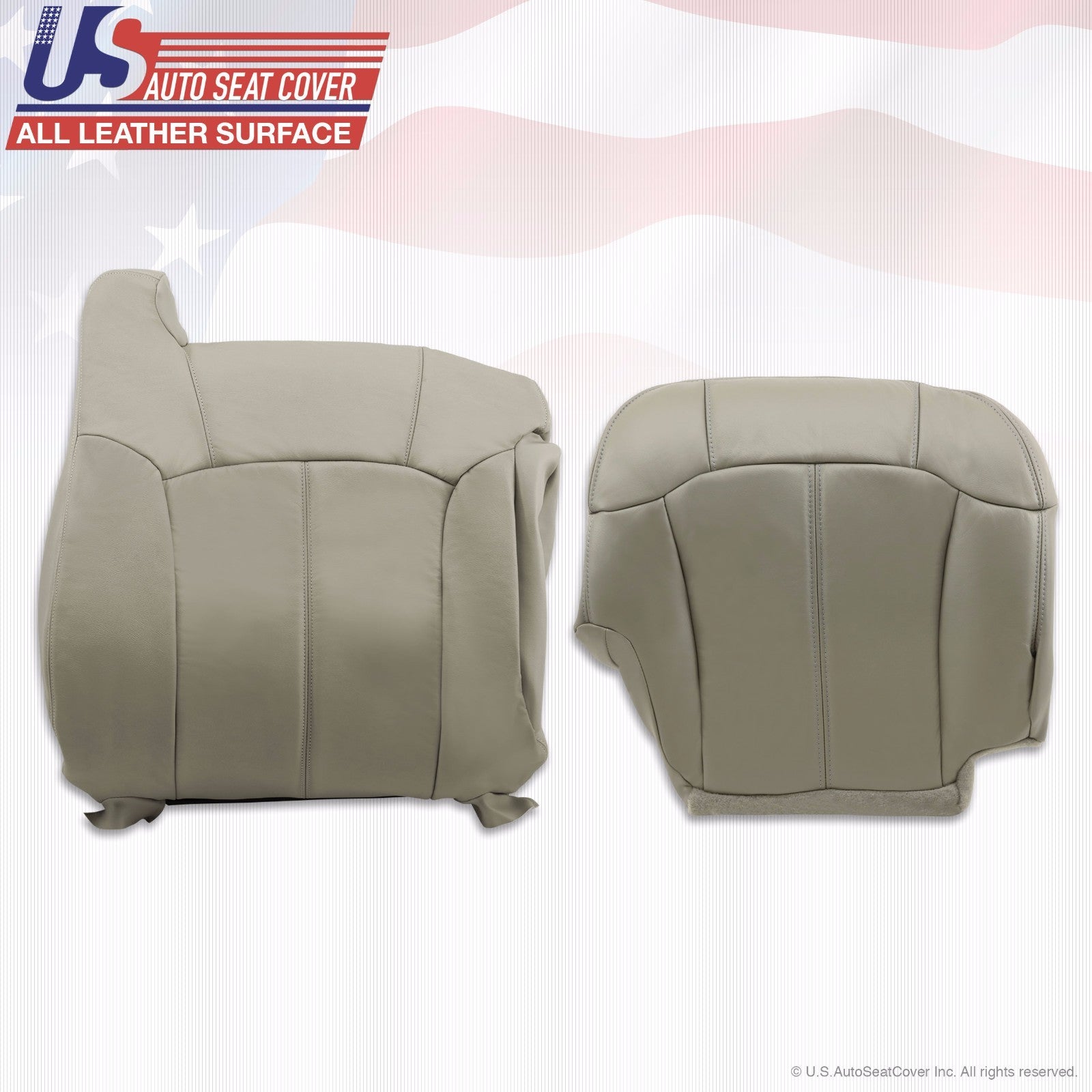 1999 to 2002 GMC Sierra Driver Top Upper Back & Bottom Leather Seat Covers Gray
