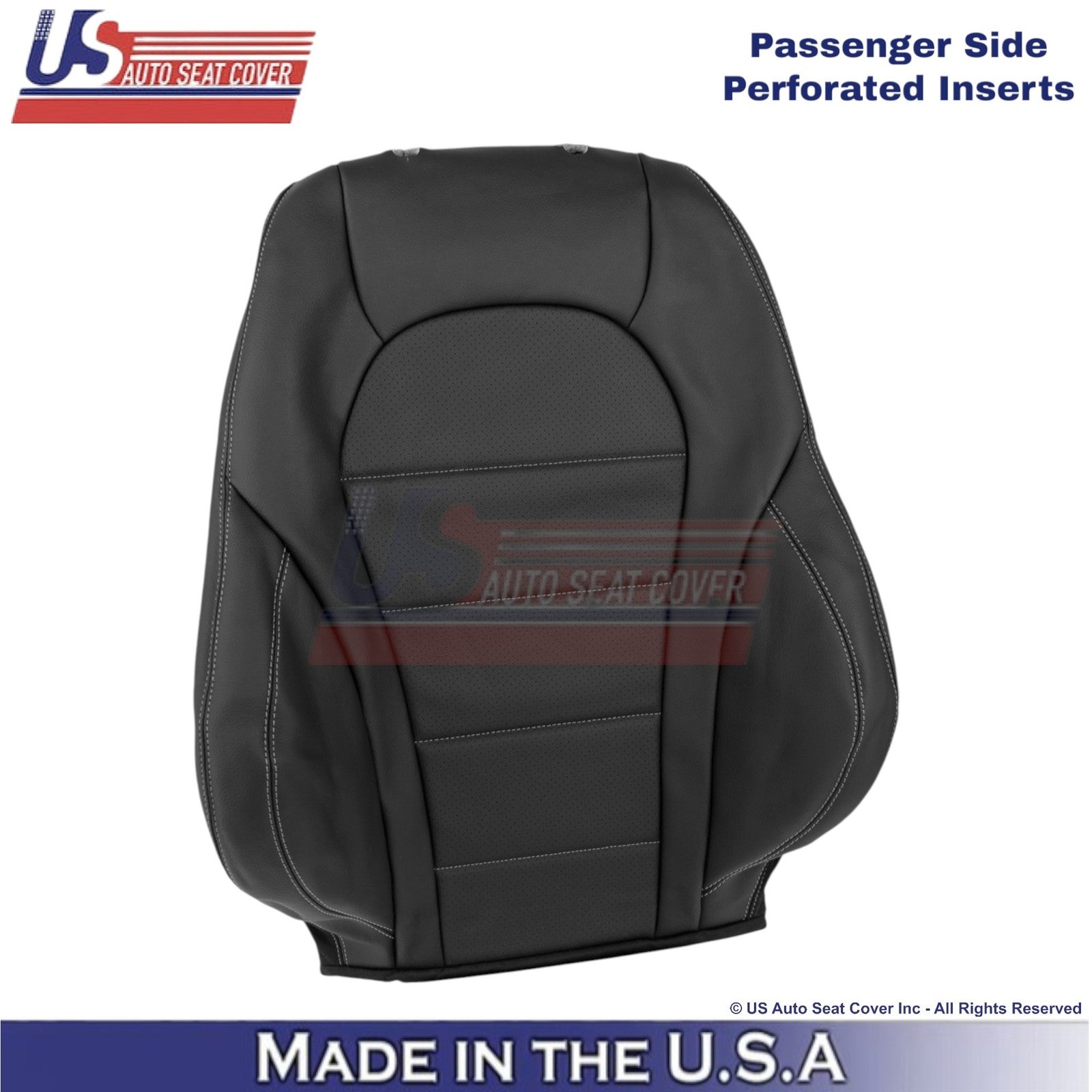 2016-21 For Mercedes Benz GLC Leather Passenger Top Covers Black - White Stitch
