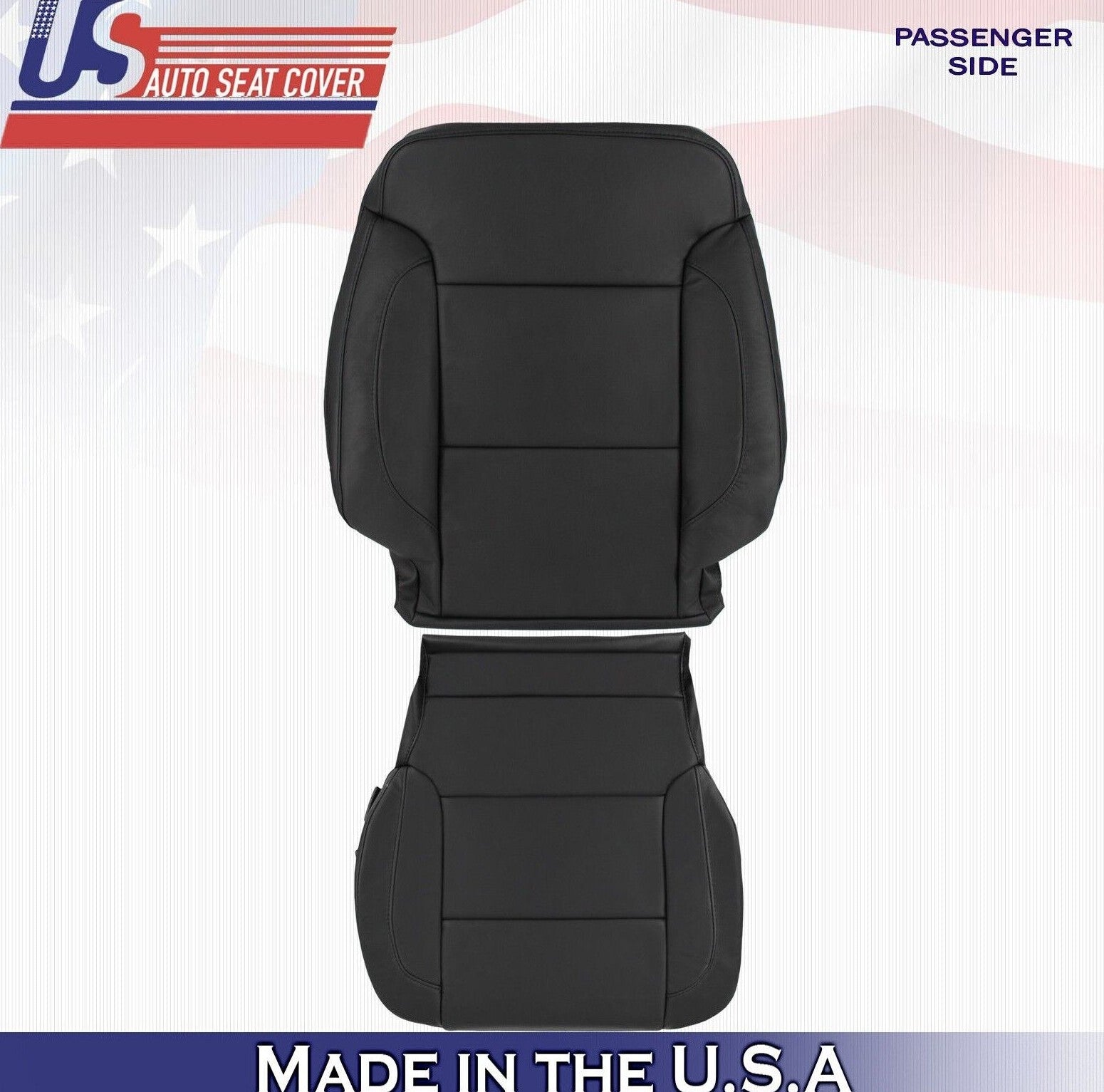 2015 For Chevy Silverado 2500 3500 Passenger Top Bottom Leather Seat Covers BLK