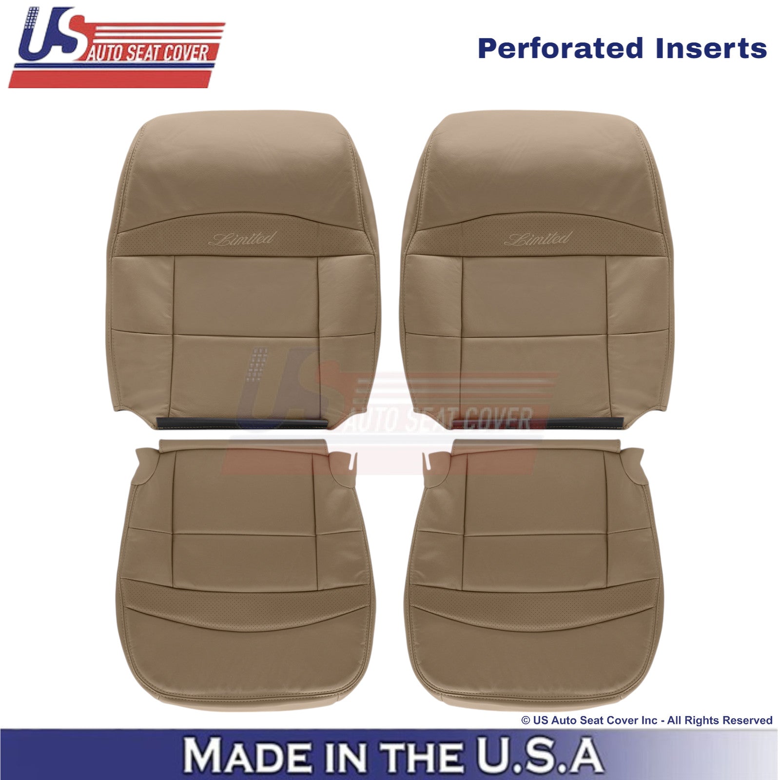 1995-2001 For Ford Explorer Limited Leather Front Seat Covers Medium Prairie Tan
