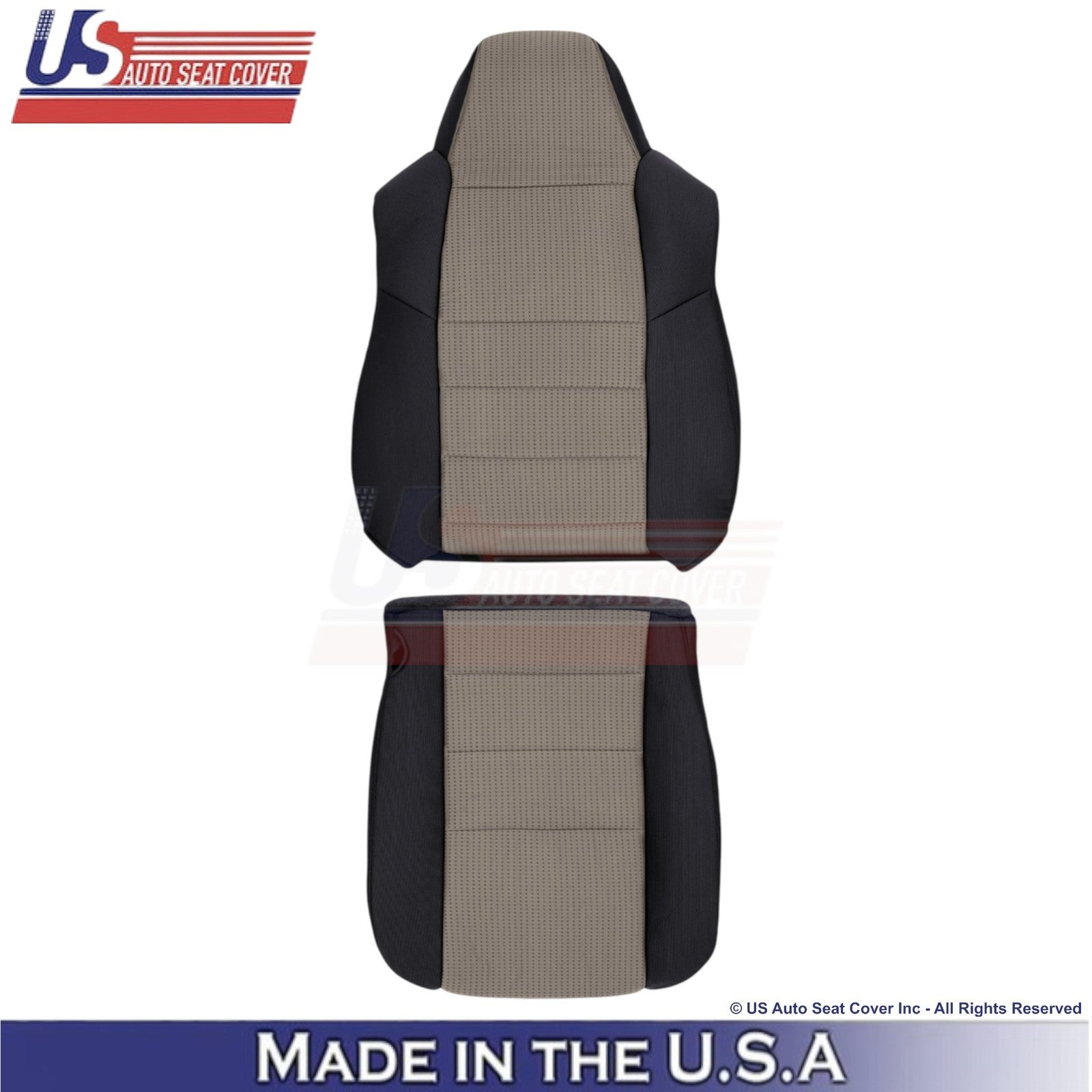 2008-2010 Fits Ford F-250 XLT Cloth Driver Side Seat Covers 2-Tone Black & Gray
