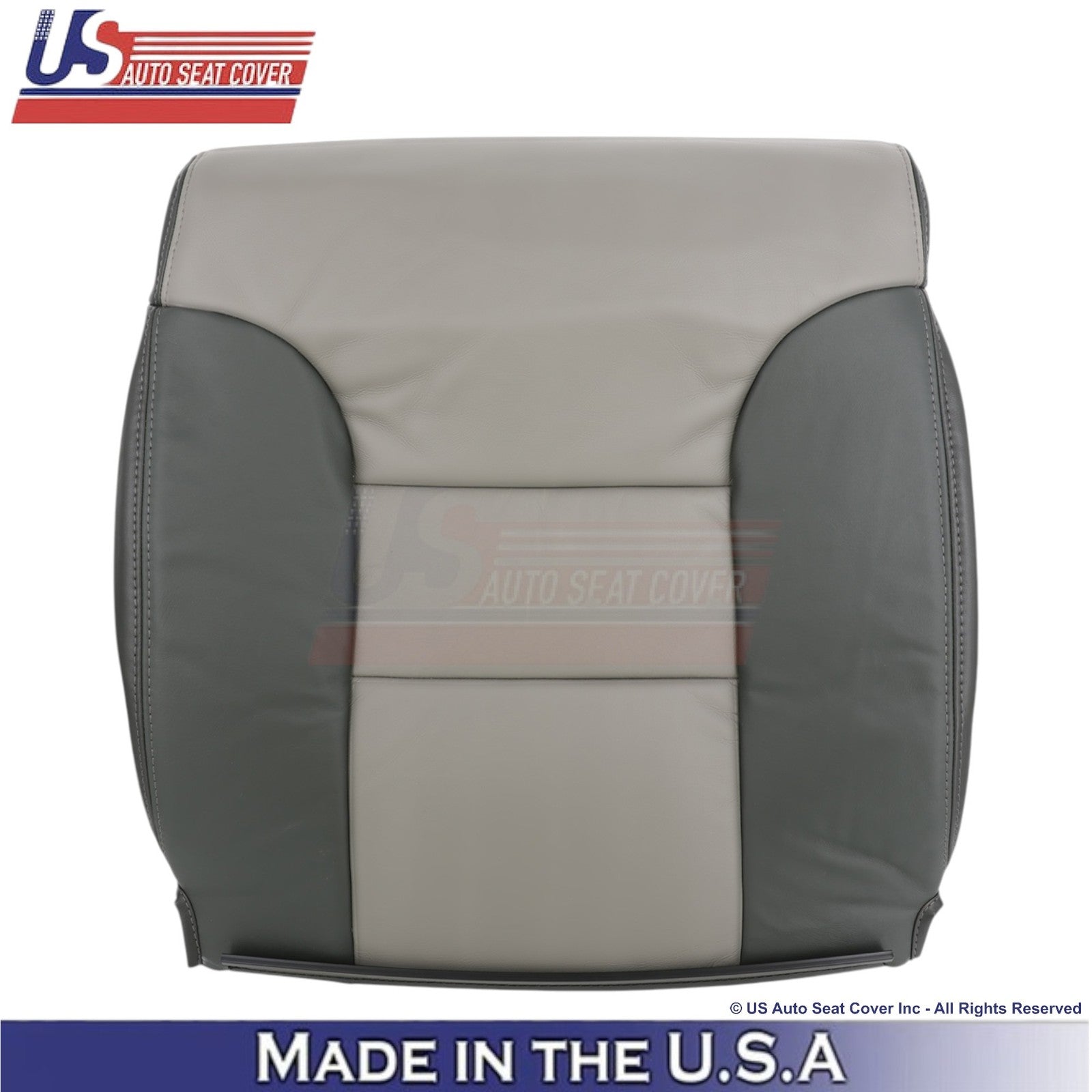 1999-2000 For Chevy Tahoe-Silverado Genuine Leather Rear Bench Covers 2Tone Gray