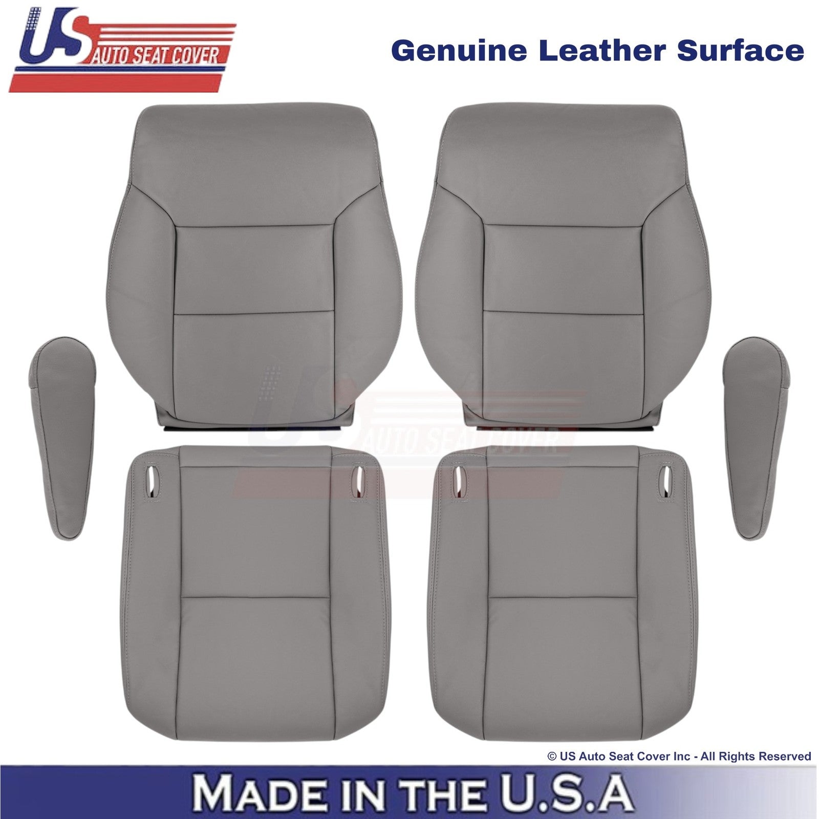 1998-2003 Fits Toyota Sienna Genuine Leather Front Replacement Seat Covers Gray