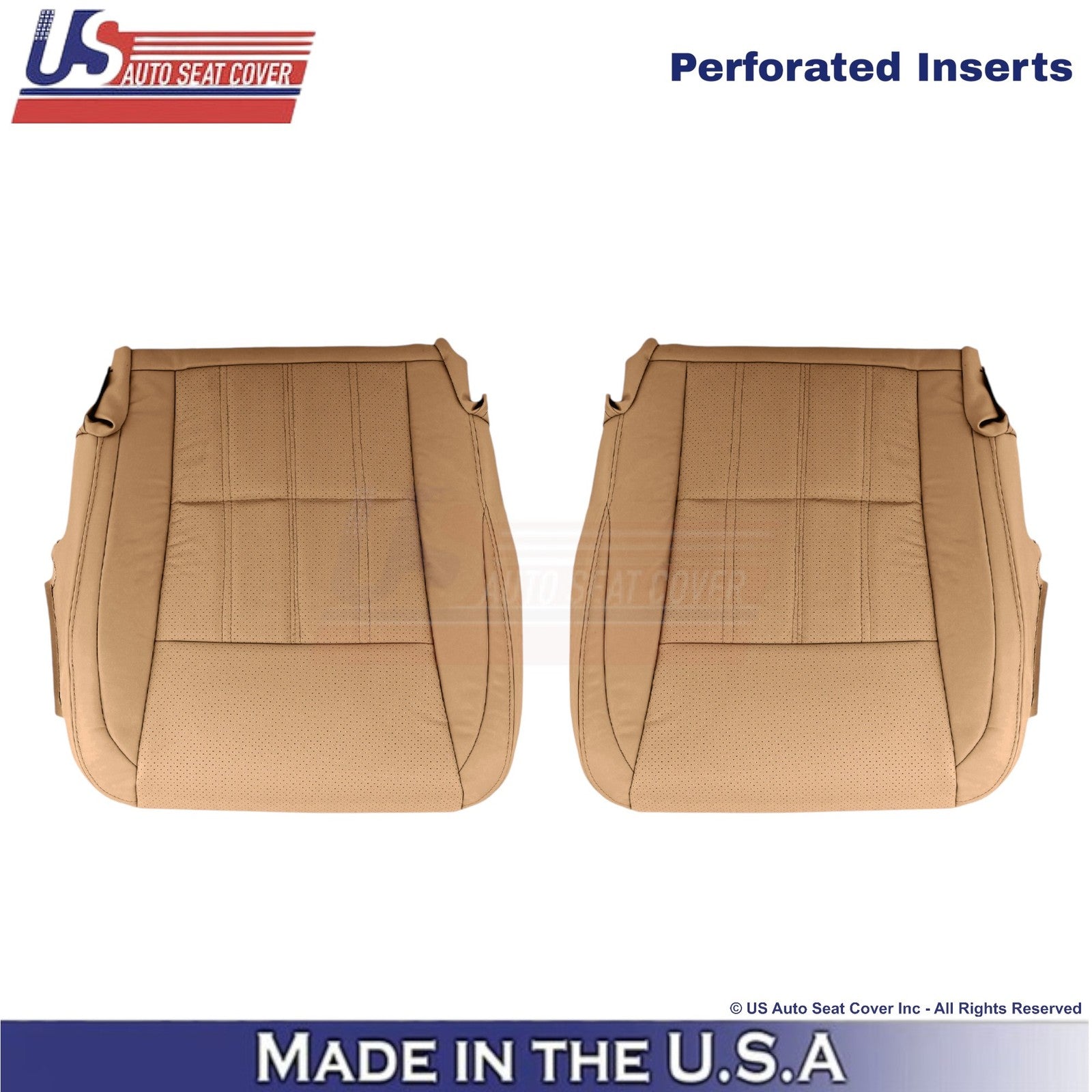 2016-2018 Fits Lexus ES 350 Leather Perf. Front Bottom Replacement Covers Flaxen