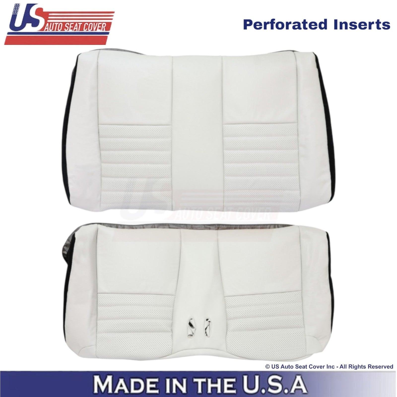 1999-2004 For Ford Mustang GT Leather Rear Bench Replacement Covers Oxford White
