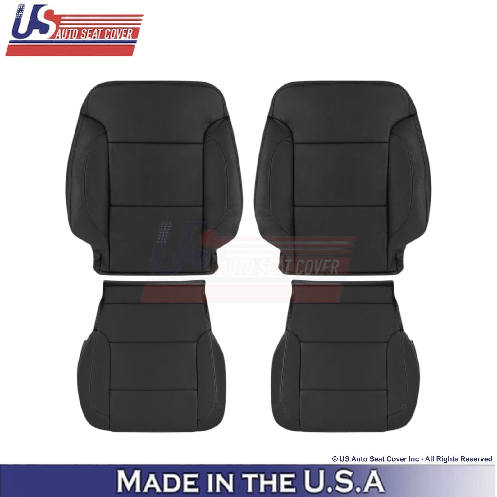 2014-2019 For Chevy Silverado 1500 LT LS Leatherette Front Seat Covers Jet Black