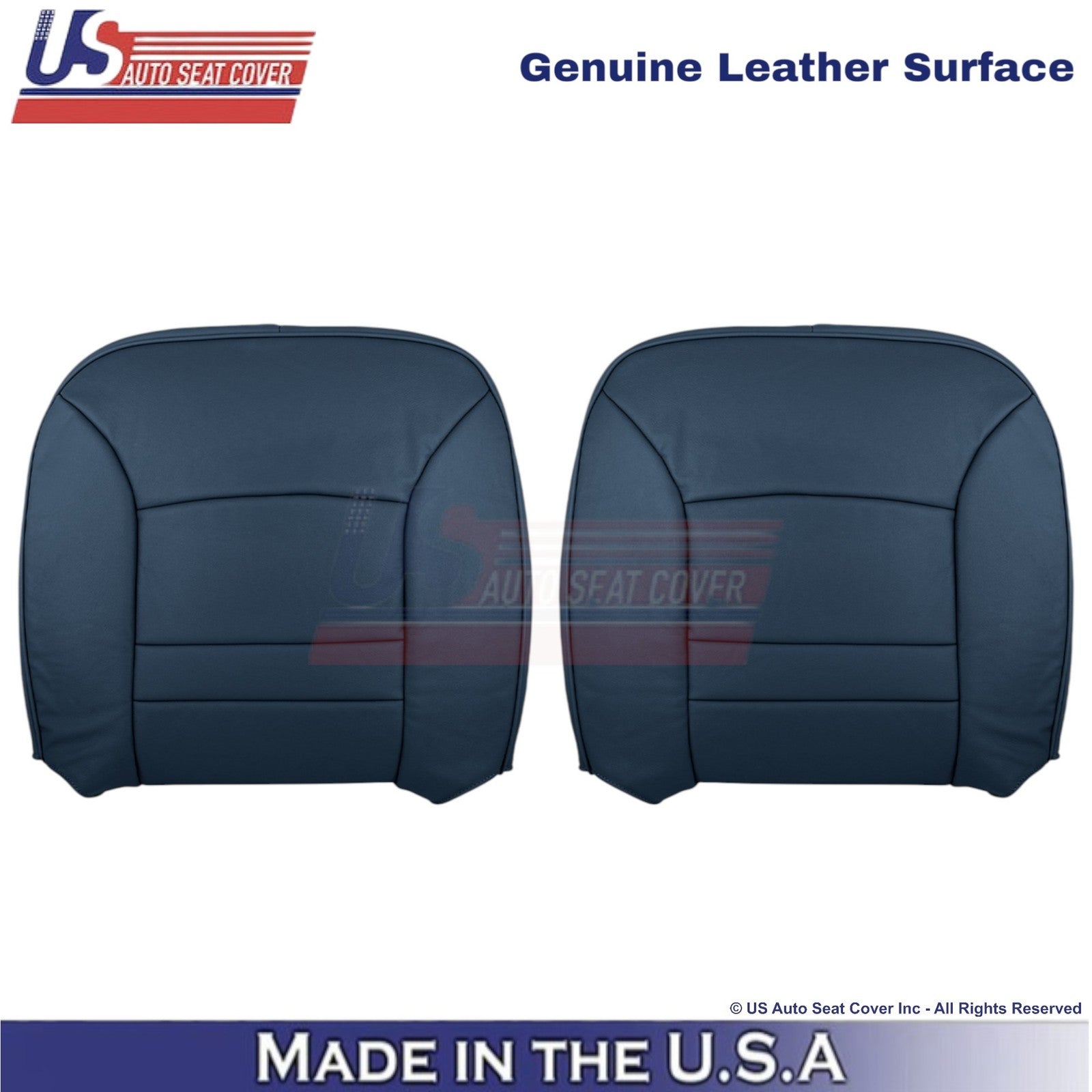 1998-2002 For Ford Crown Victoria Genuine Leather Front Top Covers Dark Denim