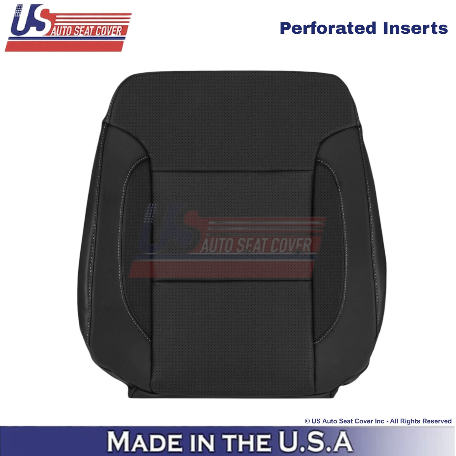 2015-2020 Fits Chevy Tahoe Leatherette Perf. Driver Top Seat Cover Jet Black