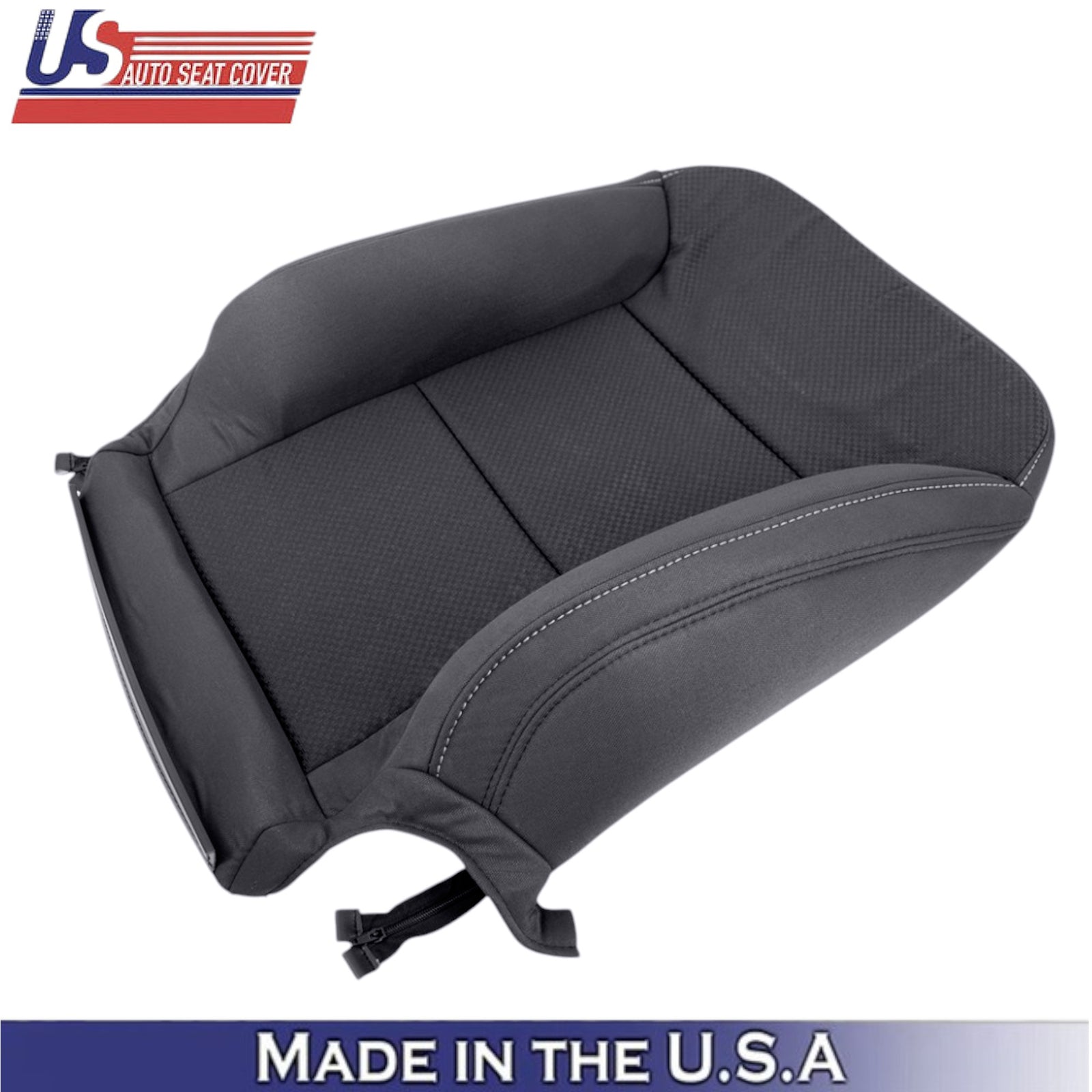 2014-2019 For Chevrolet Silverado Cloth Driver Top Seat Cover Jet Black