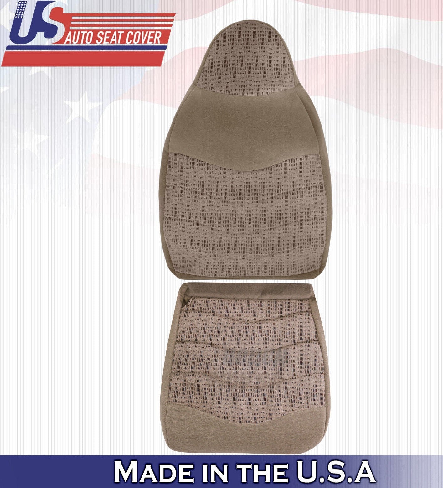 1999 For Ford F450 F550 XLT Driver Side Top & Bottom Cloth Seat Covers Tan