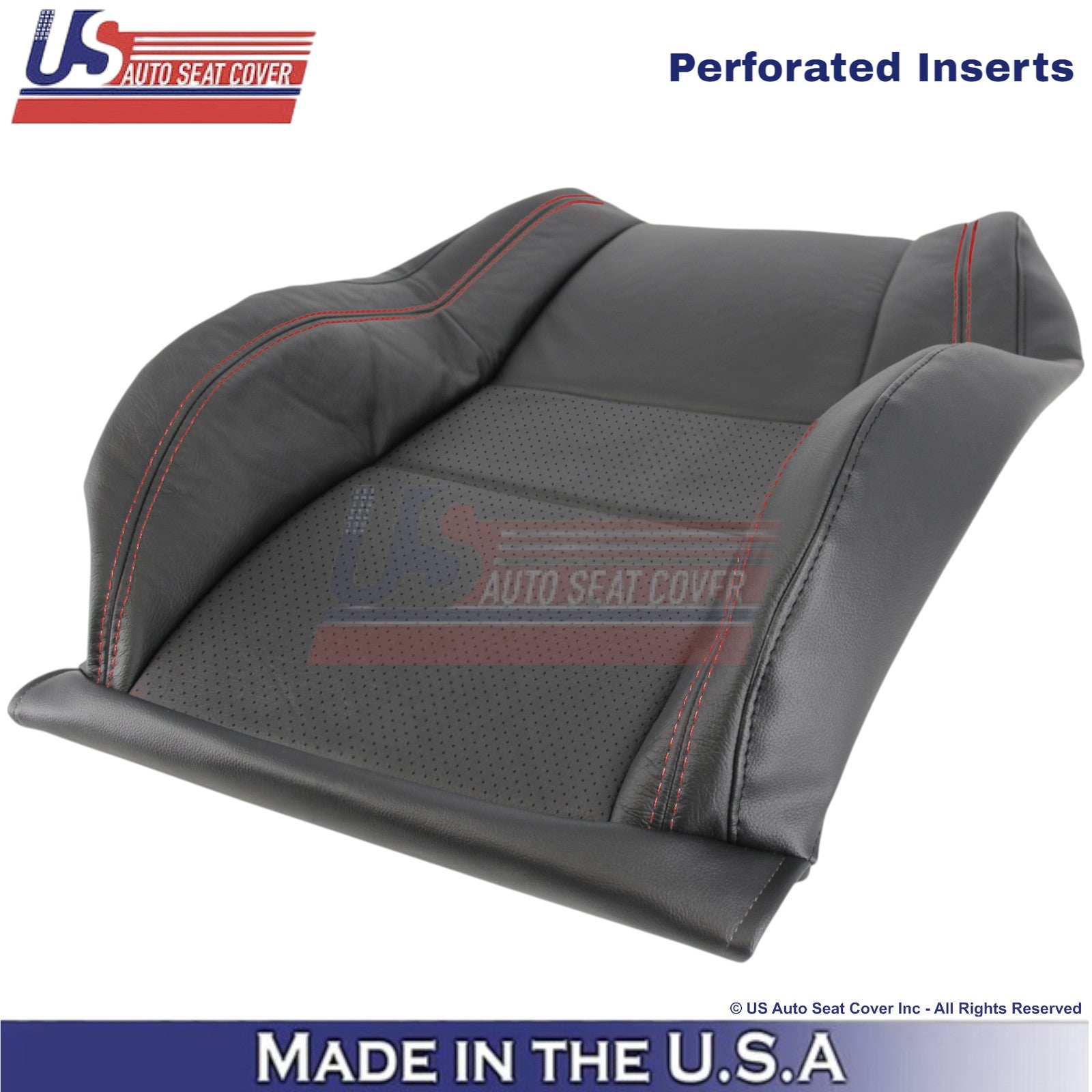 2011-2025 For Dodge Durango Genuine Leather Front Covers Black w/ Red Stitch