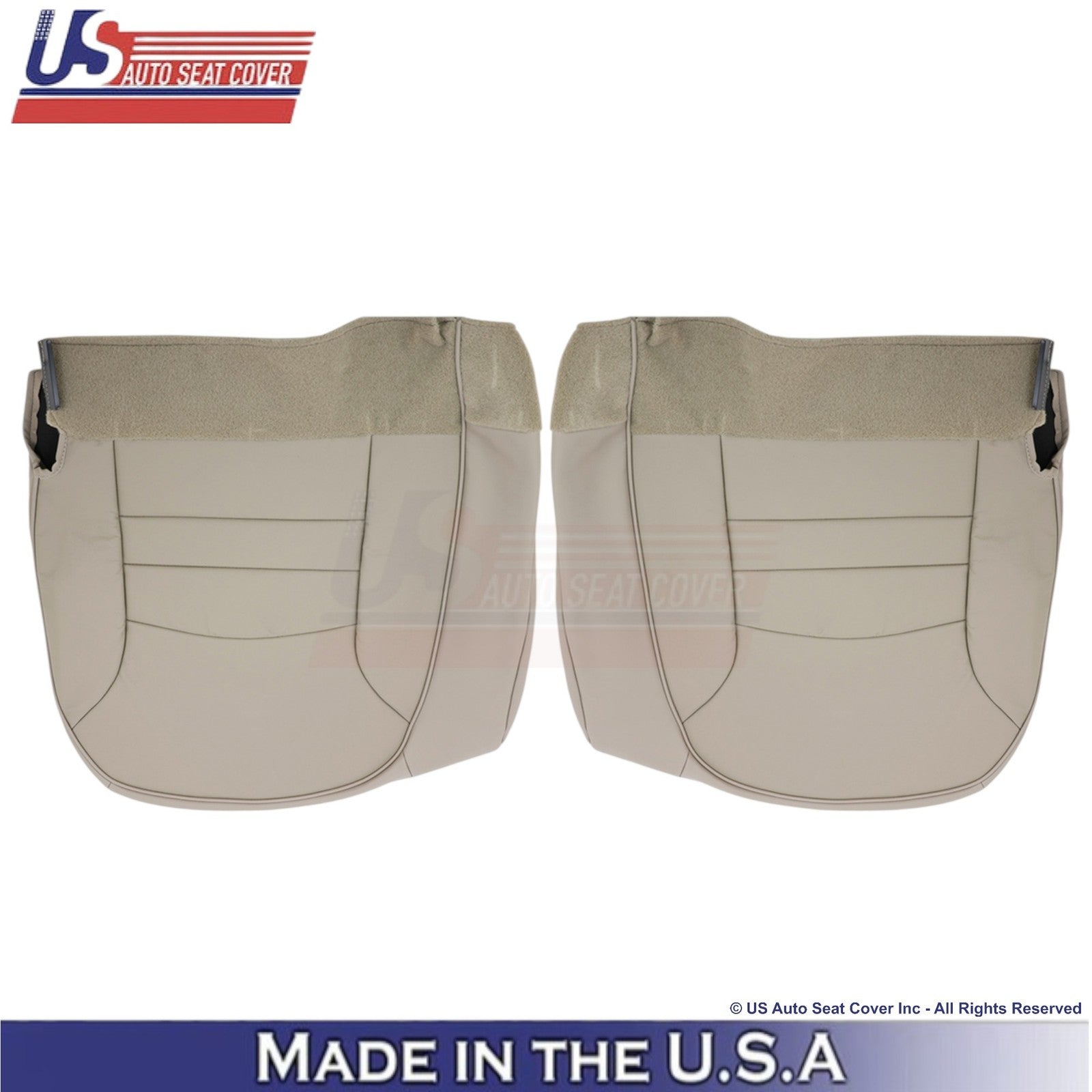 1998-2002 Fits Ford Crown Victoria Leatherette Front Bottom Seat Covers Tan