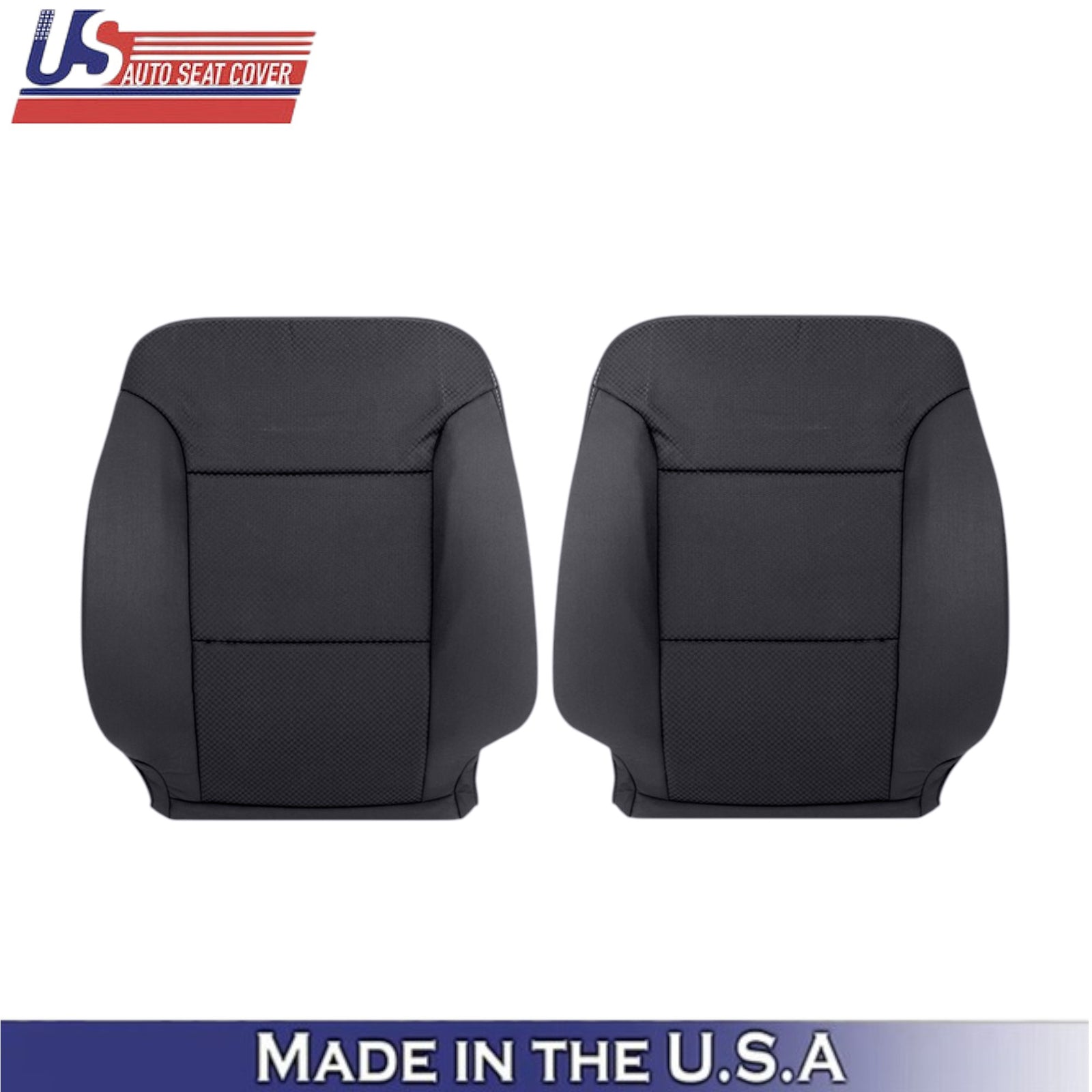 2014-2019 For Chevrolet Silverado Fabric Cloth Front Side Seat Covers Jet Black