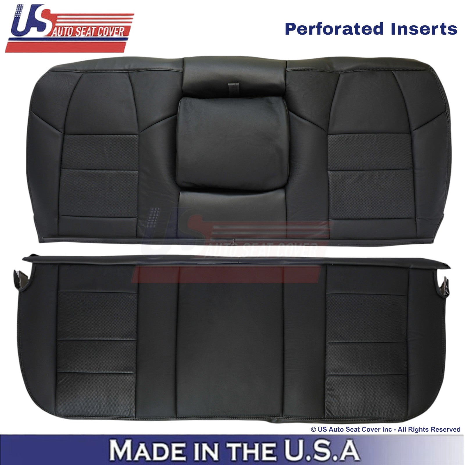 2003-2004 Fits Ford F250 F350 Lariat Leather Perf Rear OEM Seat Covers Black