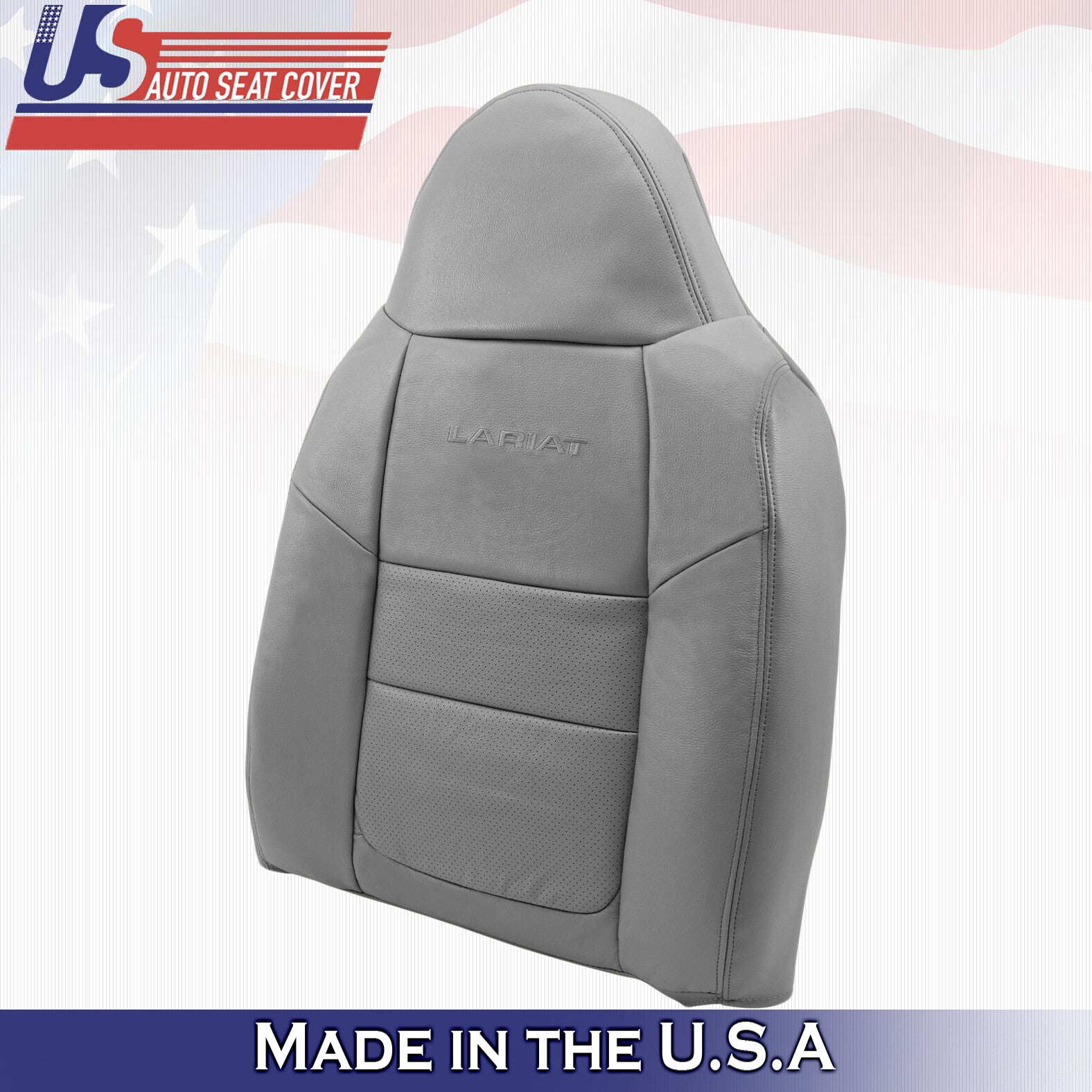 2001 For  Ford F350 Lariat Driver & Passenger Top Perforated Leather Covers Gray