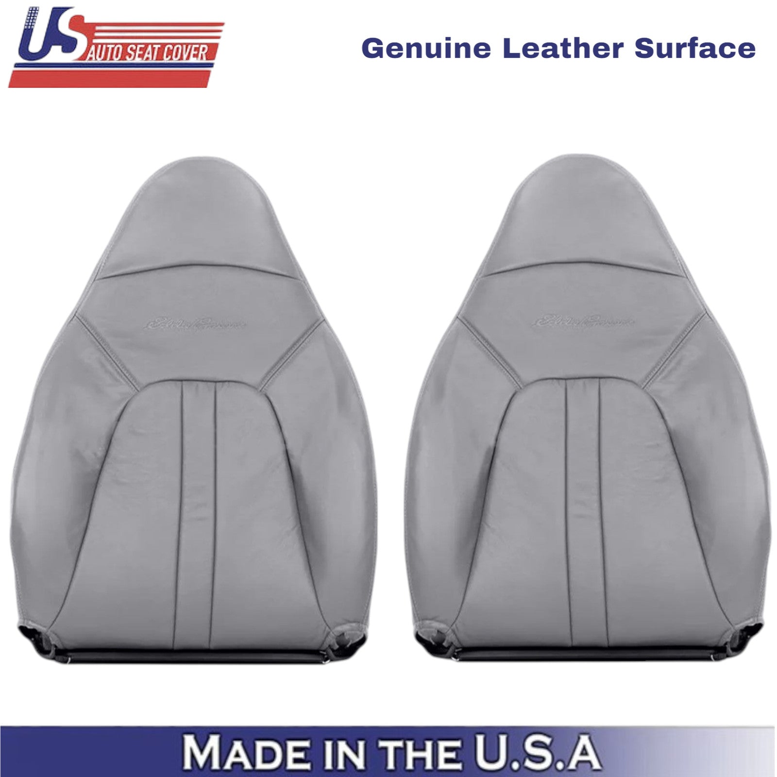 97-02 For Ford Expedition Eddie Bauer Leather Front Seat Covers Medium Graphite