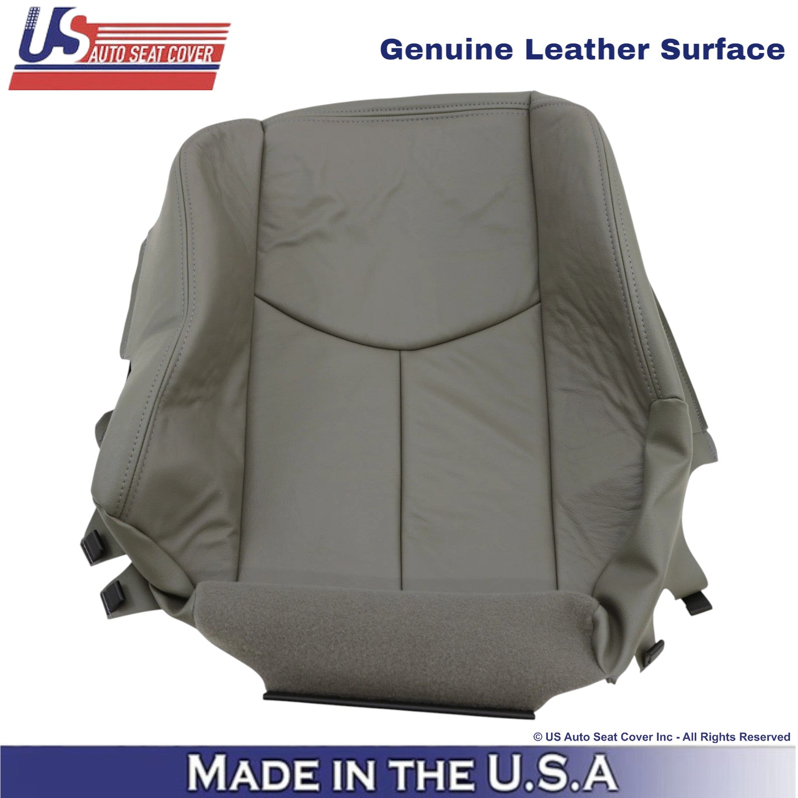 2003-2007 For GMC Sierra Genuine Leather Driver Bottom Seat Cover Pewter Gray