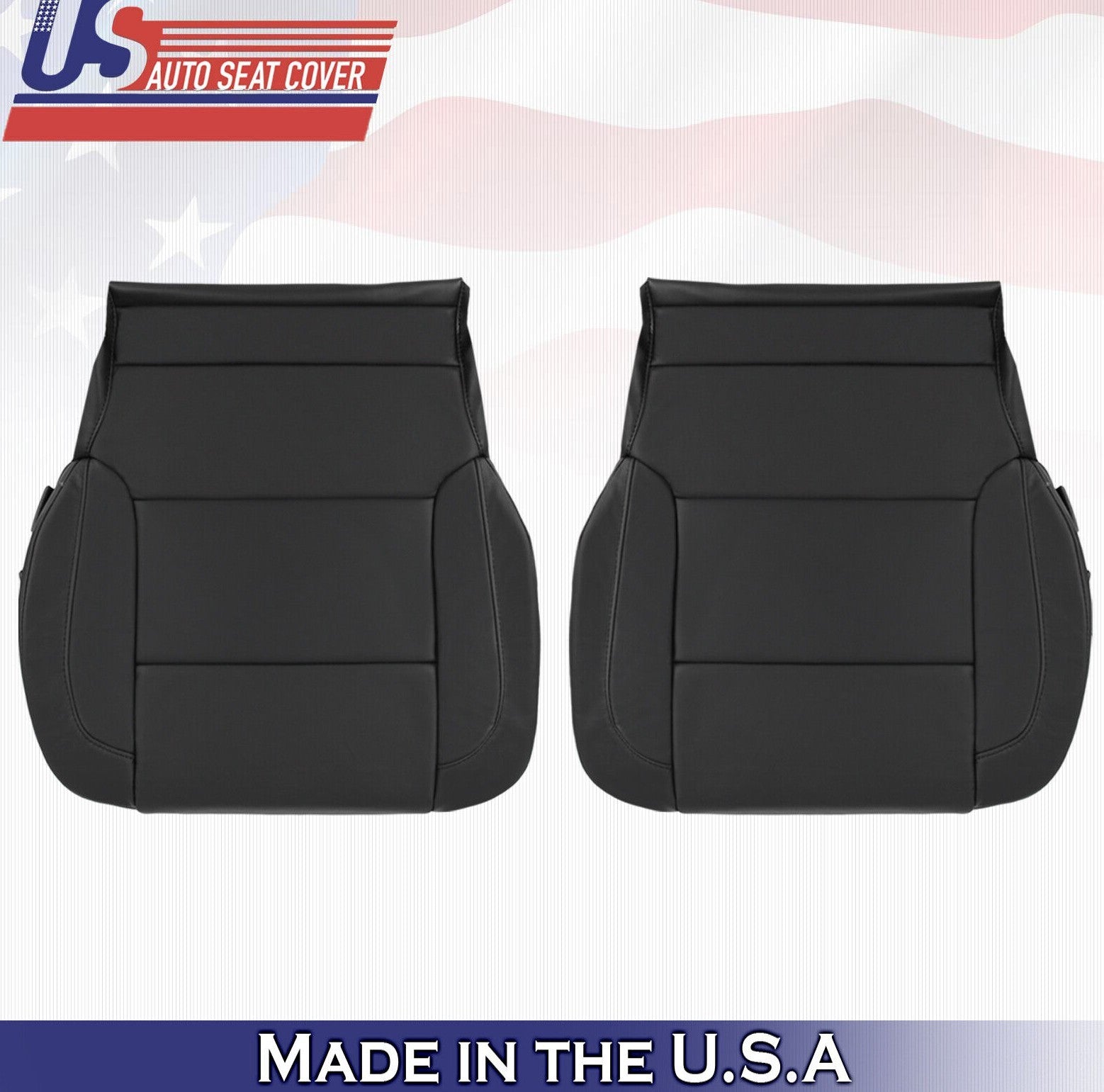 2017 2018 For Chevy Suburban Driver & Passenger Bottom Leather Seat Covers Black