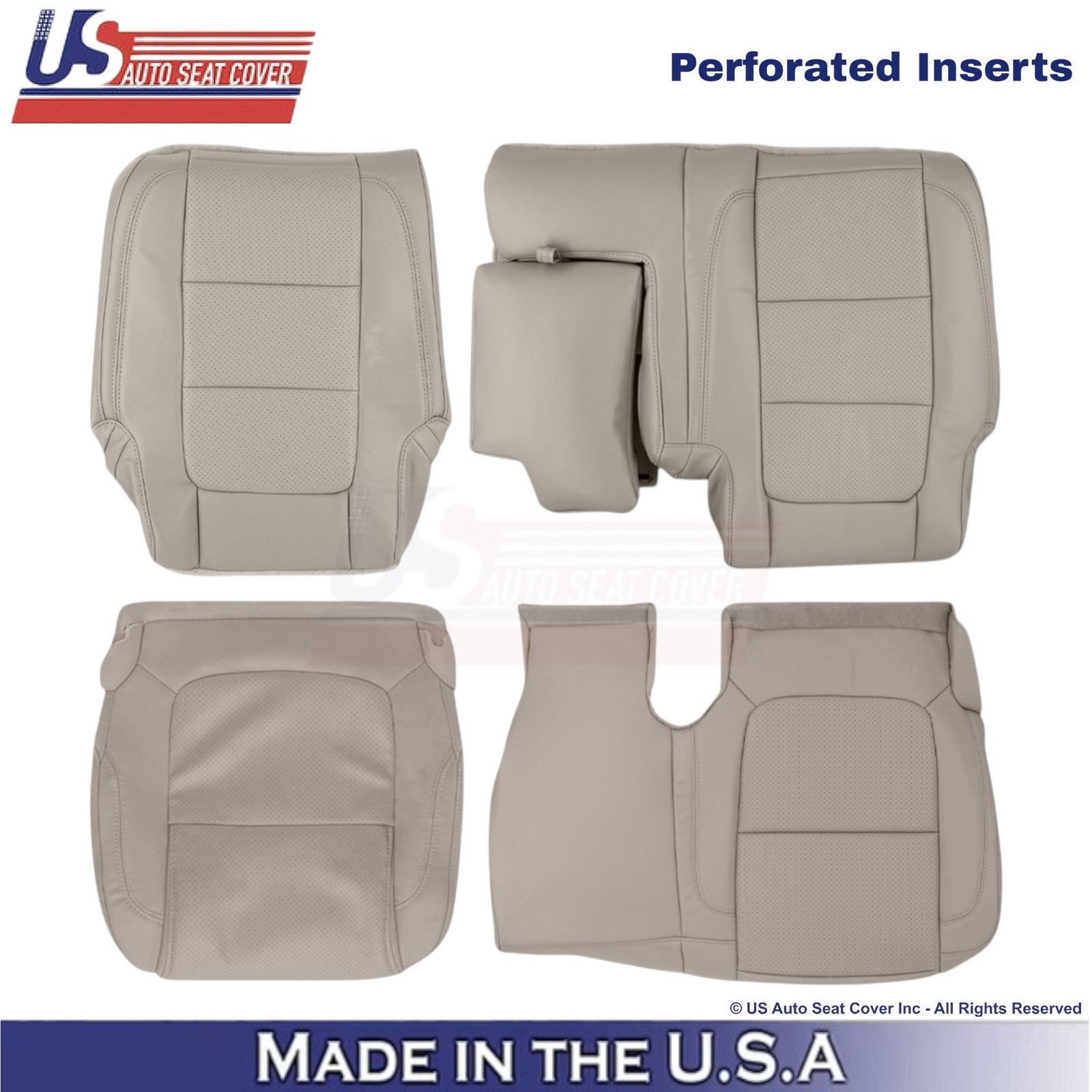 2011-2015 For Ford Explorer 2nd Row with Console Leather Covers Med. Light Stone