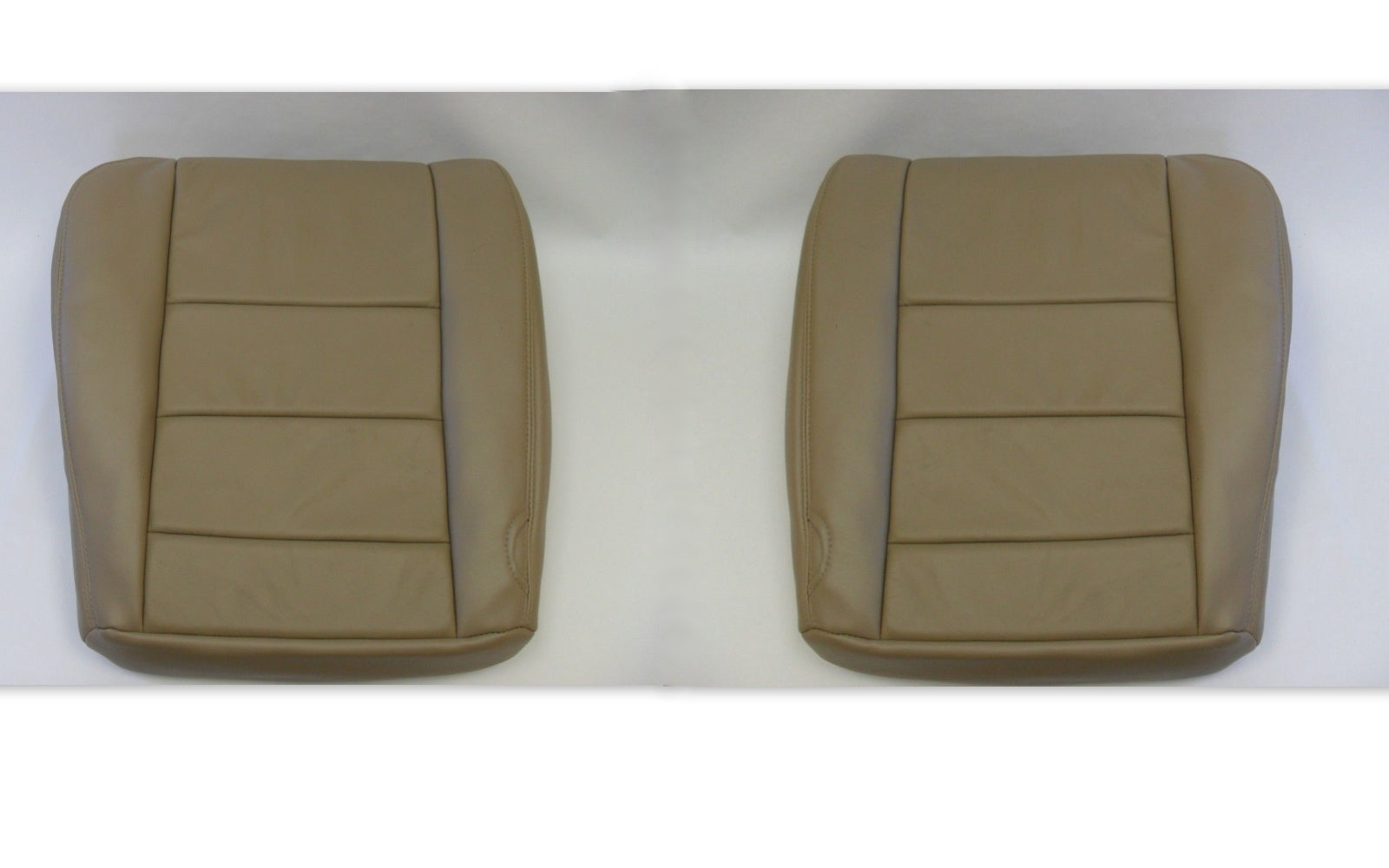 2002 to 07 Ford F-250 Lariat Driver & Passenger Bottom Leather Seat Covers TAN